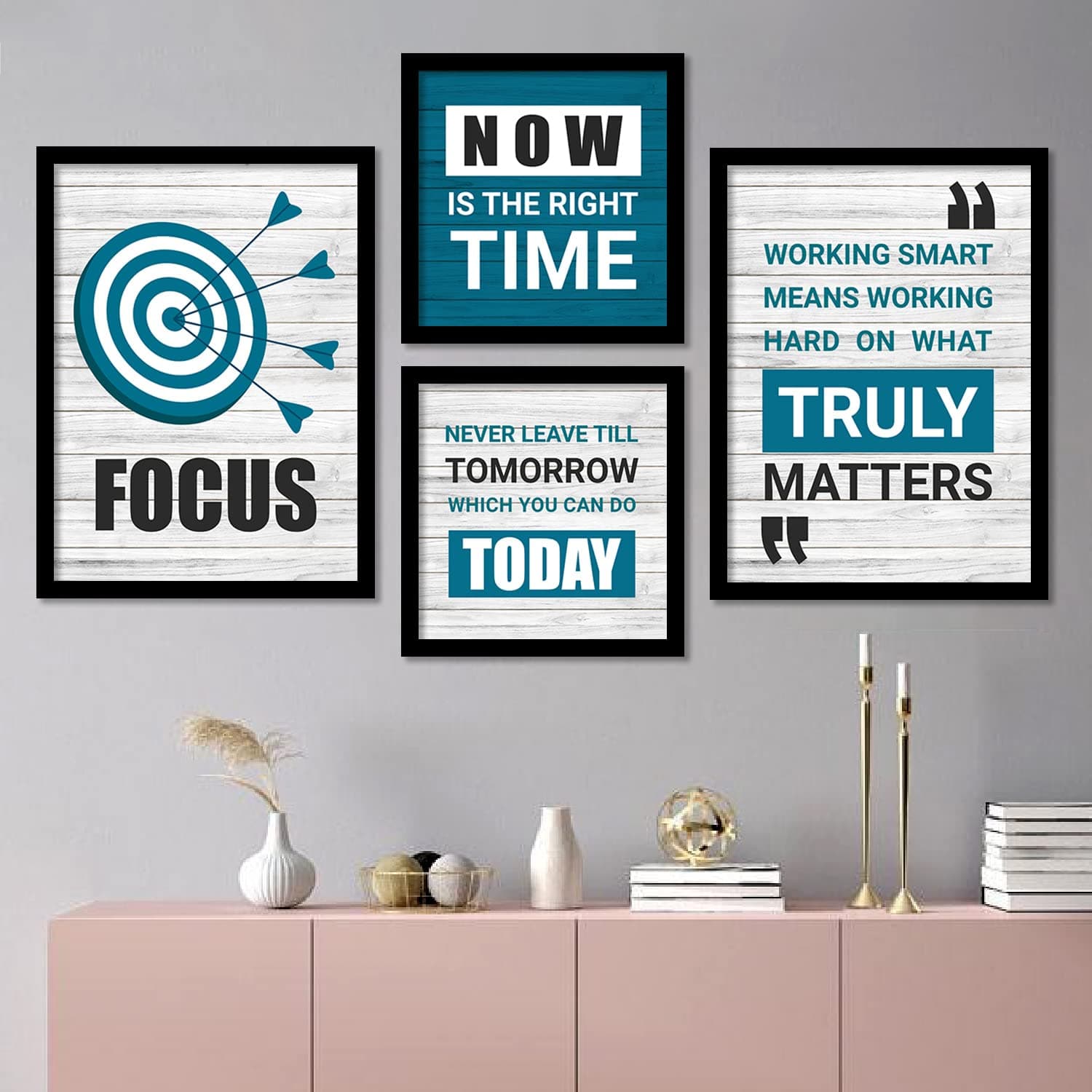 kotart - Motivational Quotes Framed Posters for Decoration - Wall Frames for Home and Office Wall Decor (11 x 14 inch, Framed)(Blue)