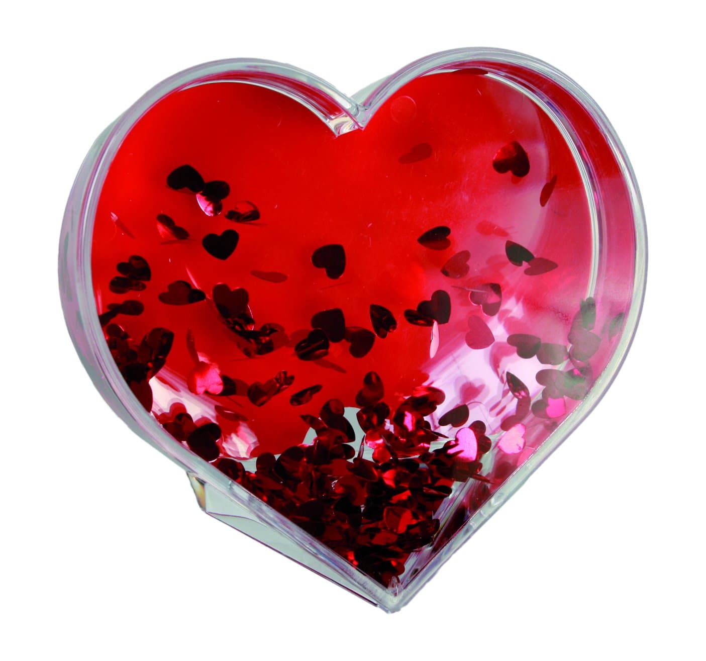 OOTB 3D Glitter Water Globe with Heart Foils, Acrylic, Transparent, 9 x 4 x 9 cm