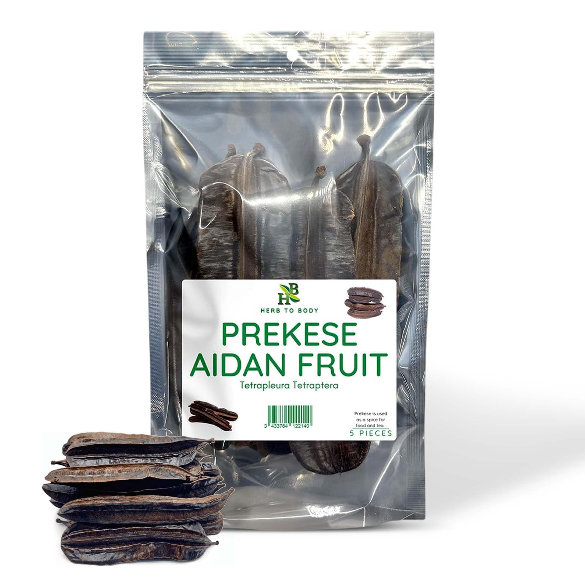 Herb To Body Prekese Aidan Fruit Organic - 5 Whole Pods, Tetrapleura Tetraptera, African Dried Herbs for Herbal Tea and Seasoning, Aidan Fruit from Ghana