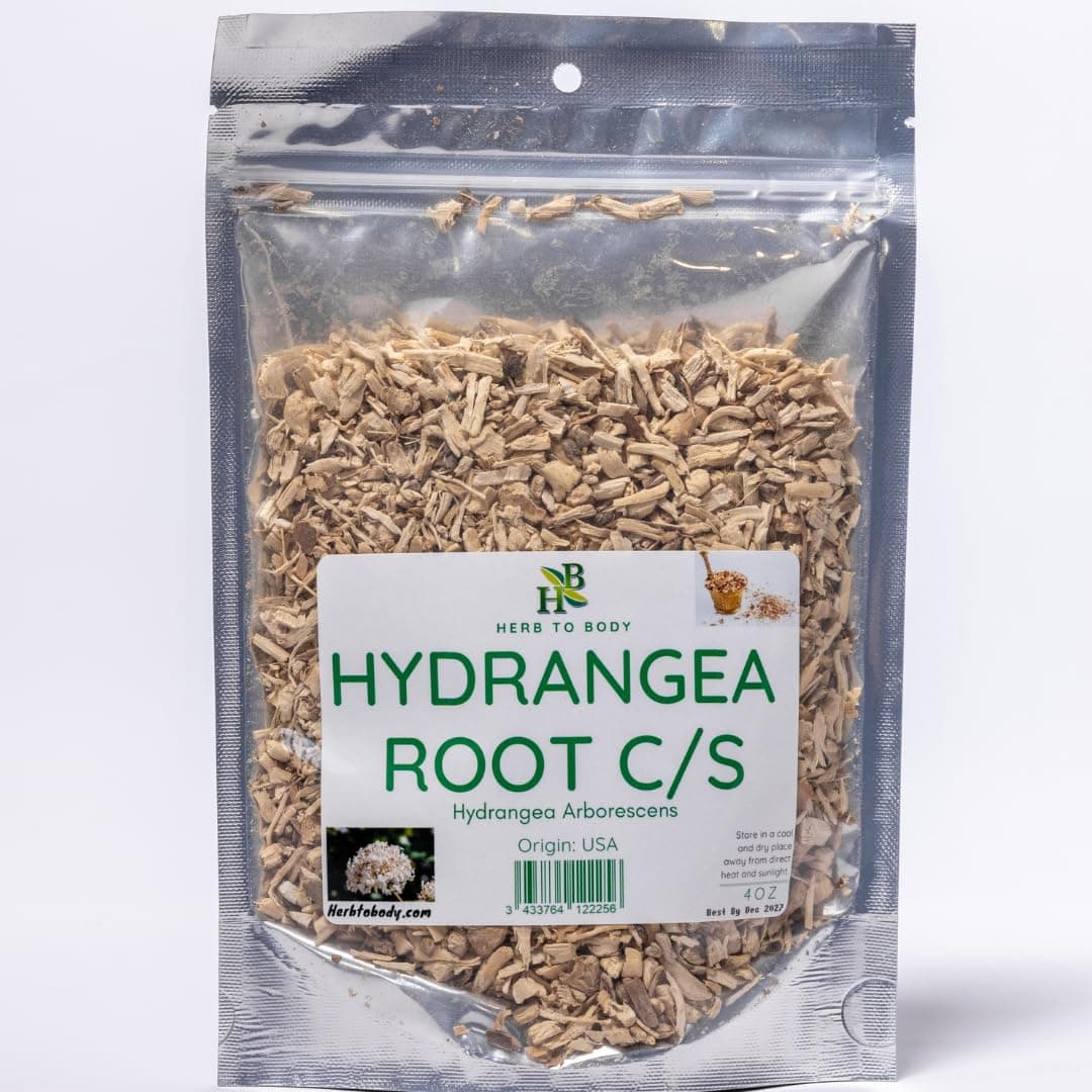 Herb To Body Hydrangea Root Cut & Sifted - 4 oz, Wildcrafted Dried Hydrangeas for Herbal Tea, Hydrangea Root Tea and Traditional Wellness Uses