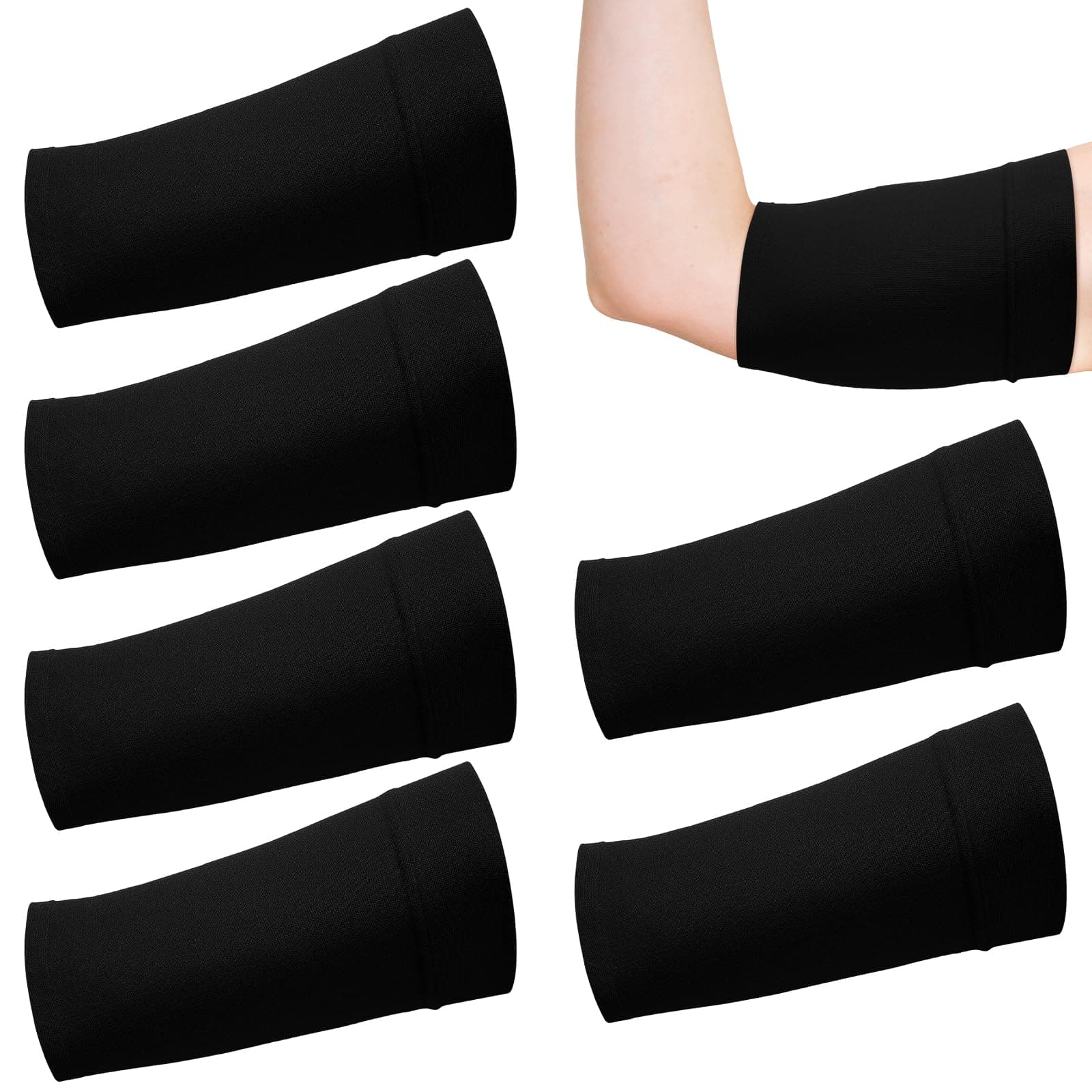 6 Pcs PICC Line Sleeve Cover PICC Line Shower Cover Fashionable Breathable Upper Arm Sleeves for Women Men(Large,Black)