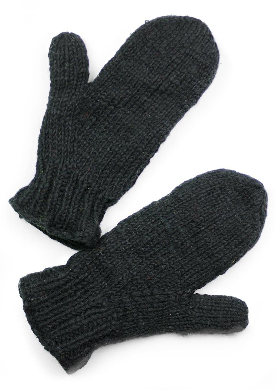 Three Cranes Gallery TCG Men’s Hand Knit Wool Mittens - Black
