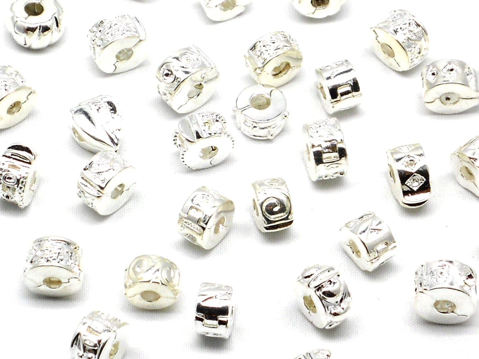 nambeads © 10 x Silver Plated Clip Stop Stopper Beads Charms for Pandora Style Charm Bracelets
