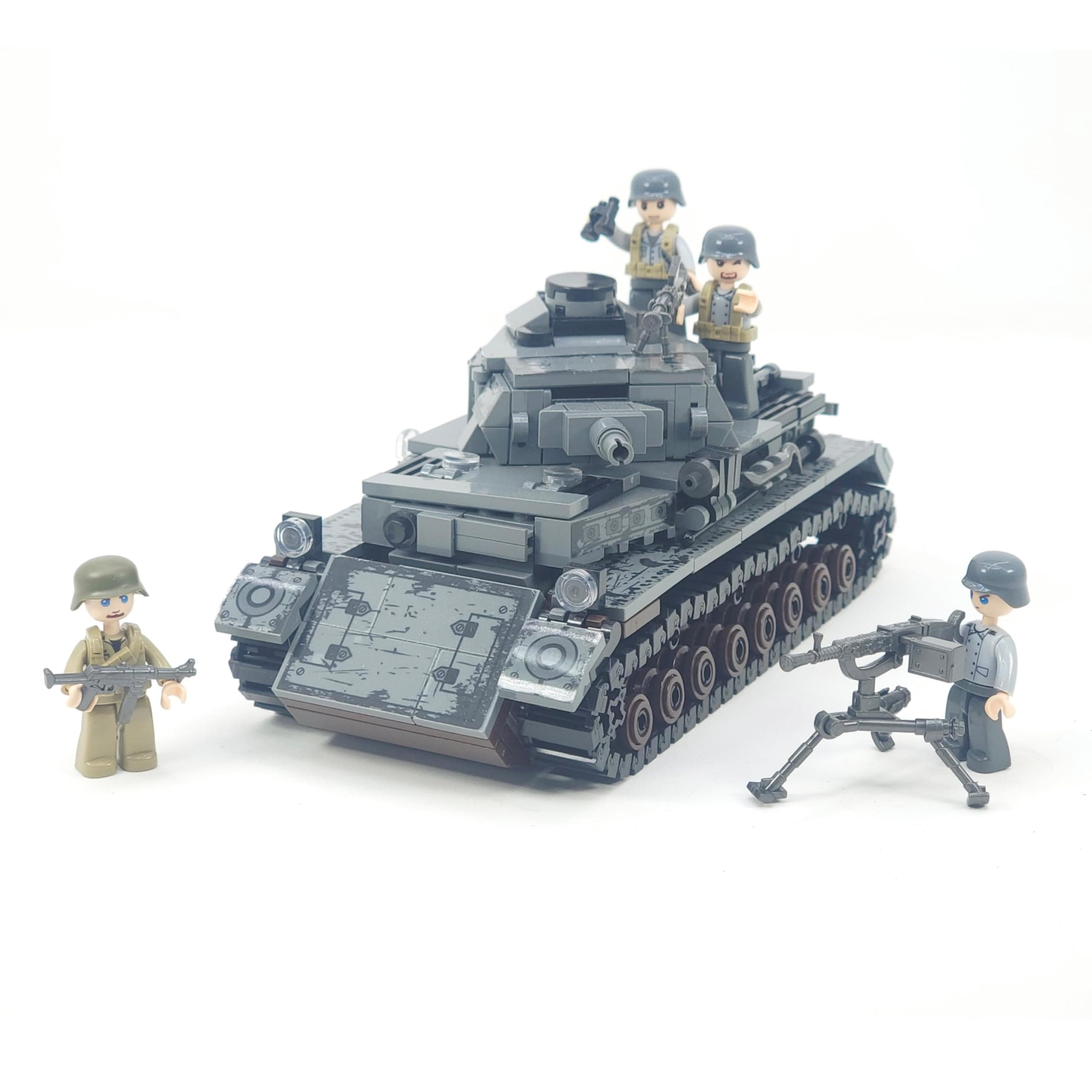 General Jim's Military Building Blocks Toy Bricks Set - World War 2 German Panzer IV Building Blocks Model Tank 596 Piece Building Toy Kit