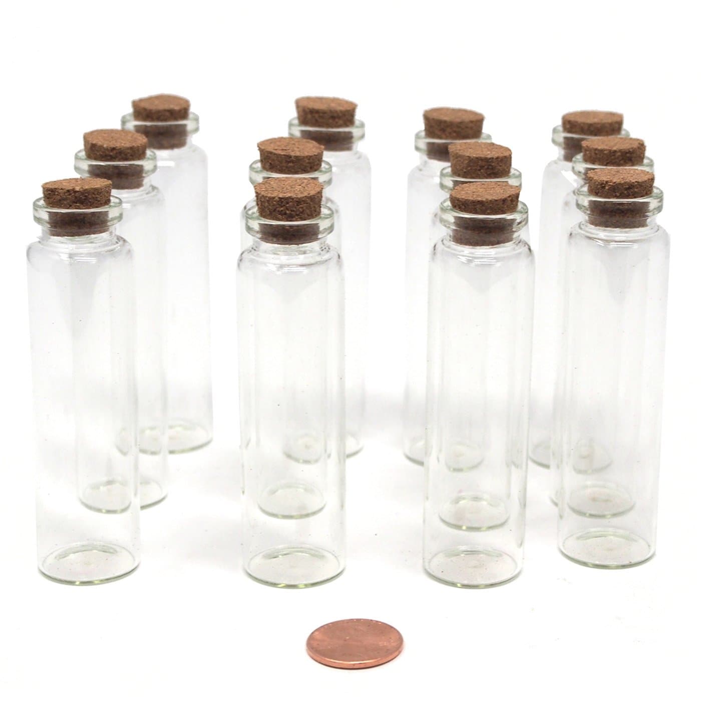 Homeford Mini Corked Glass Tube Vial Bottles, 3-1/4-inch, 12-count