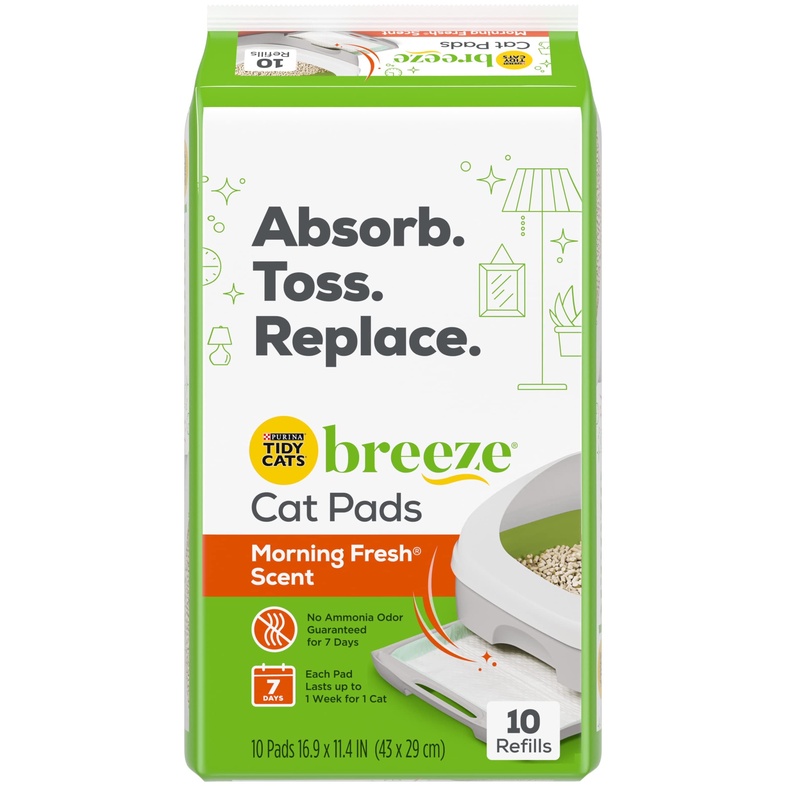 Purina Tidy Cats Litter System, Breeze Morning Fresh Fragrance Multi Cat Pad Refills - 10 ct. Box