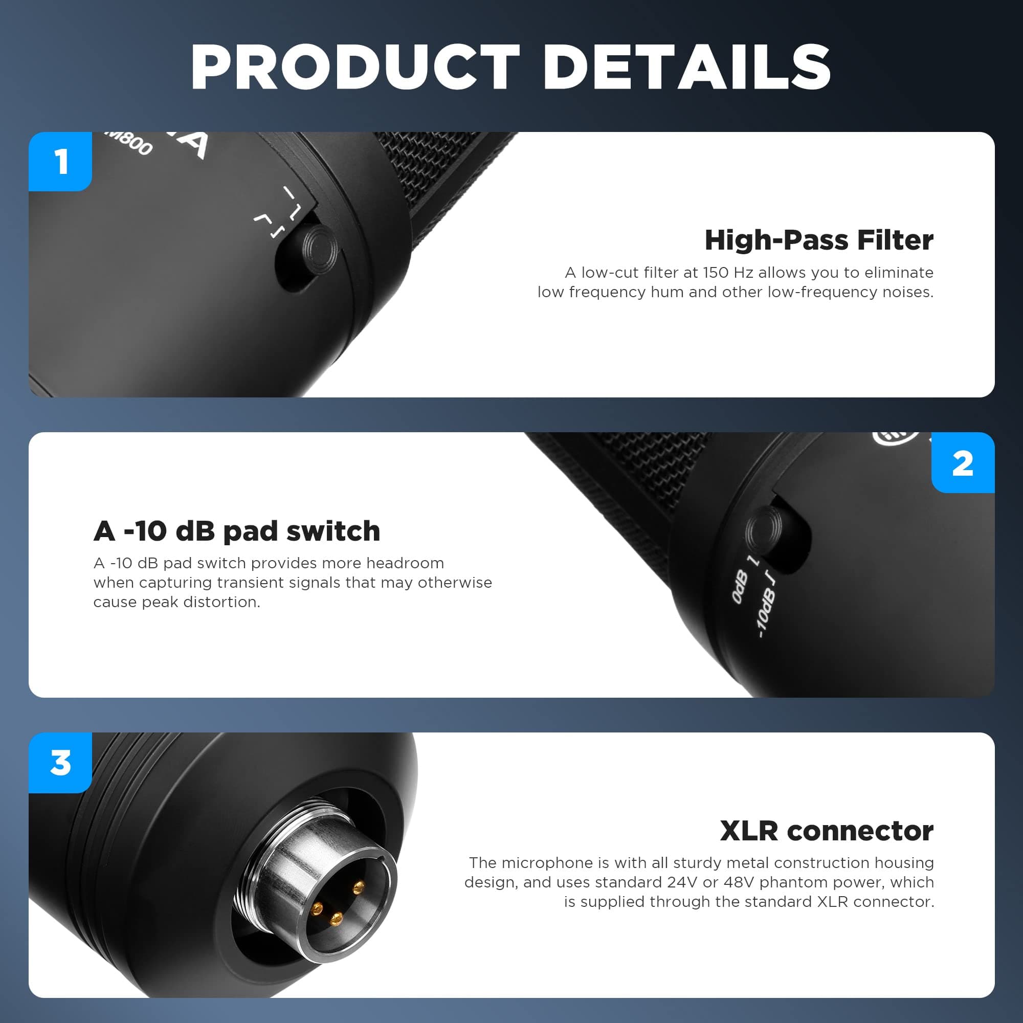 BOYA Large Diaphragm Cardioid Condenser Microphone Studio Sound Recording Microphone for Vocal Recording Singer Podcaster Home Audio YouTube Video