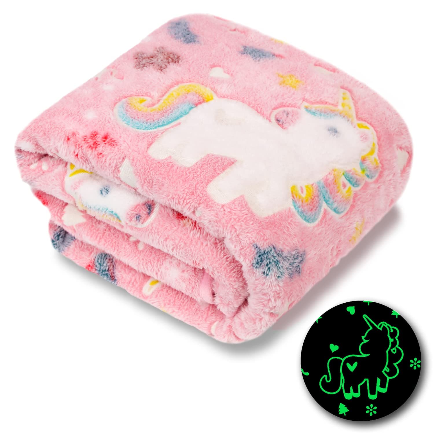 Forestar Unicorn Gifts for Girls, Glow in The Dark Unicorn Blanket, Best Gifts for Kids and Grandkids, Premium Super Soft Fuzzy Fluffy Plush Furry Fleece Throw Blanket (50" x 60")
