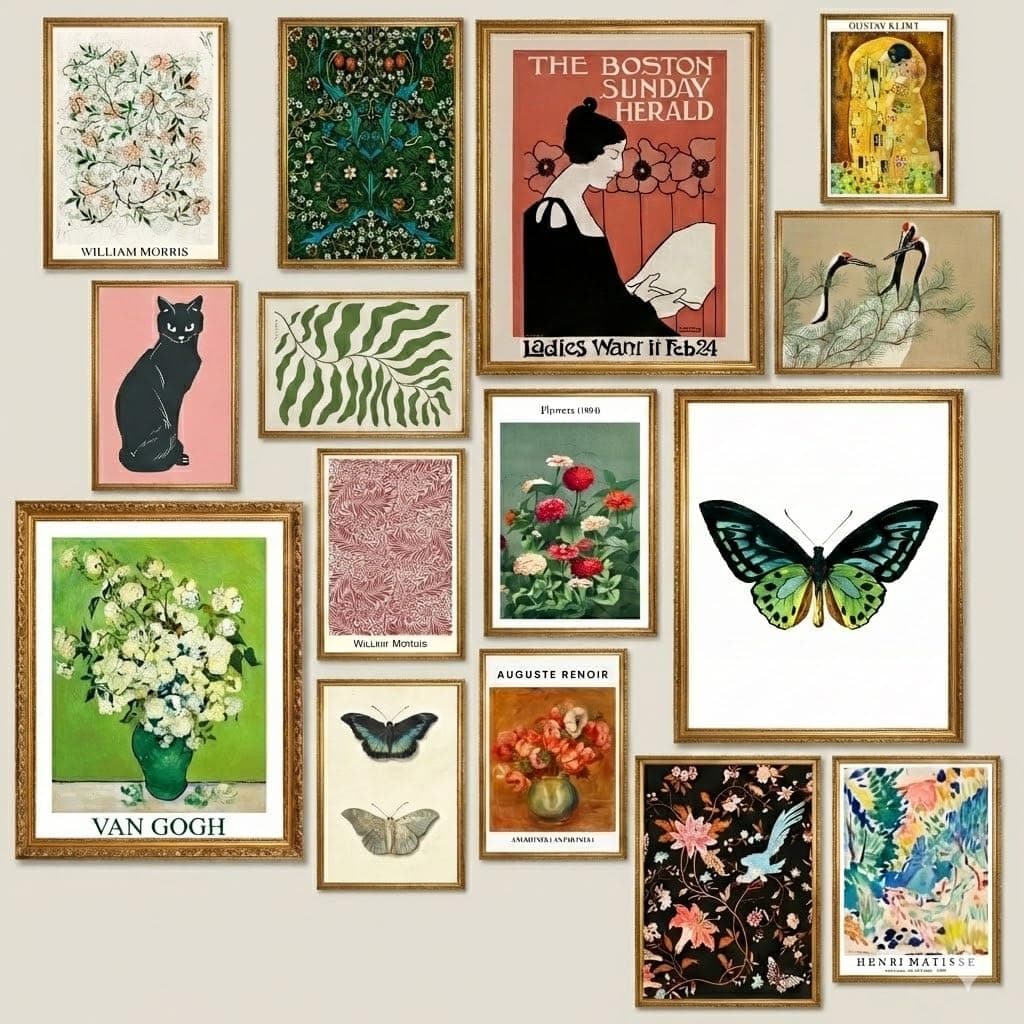 LANCHI95 15 Pcs Eclectic Wall Decor, Modern Eclectic Home Decor, Retro Maximalist Decor Aesthetic, Vintage Wall Art Prints, Colorful Boho Gallery Prints for Bedroom Dorm (Unframed)
