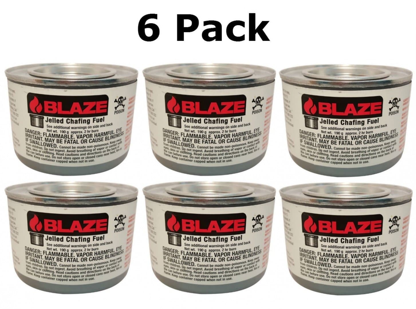Blaze Products GB100L 2 Hour Jelled Methanol Chafing Dish Fuel (6 Pack)