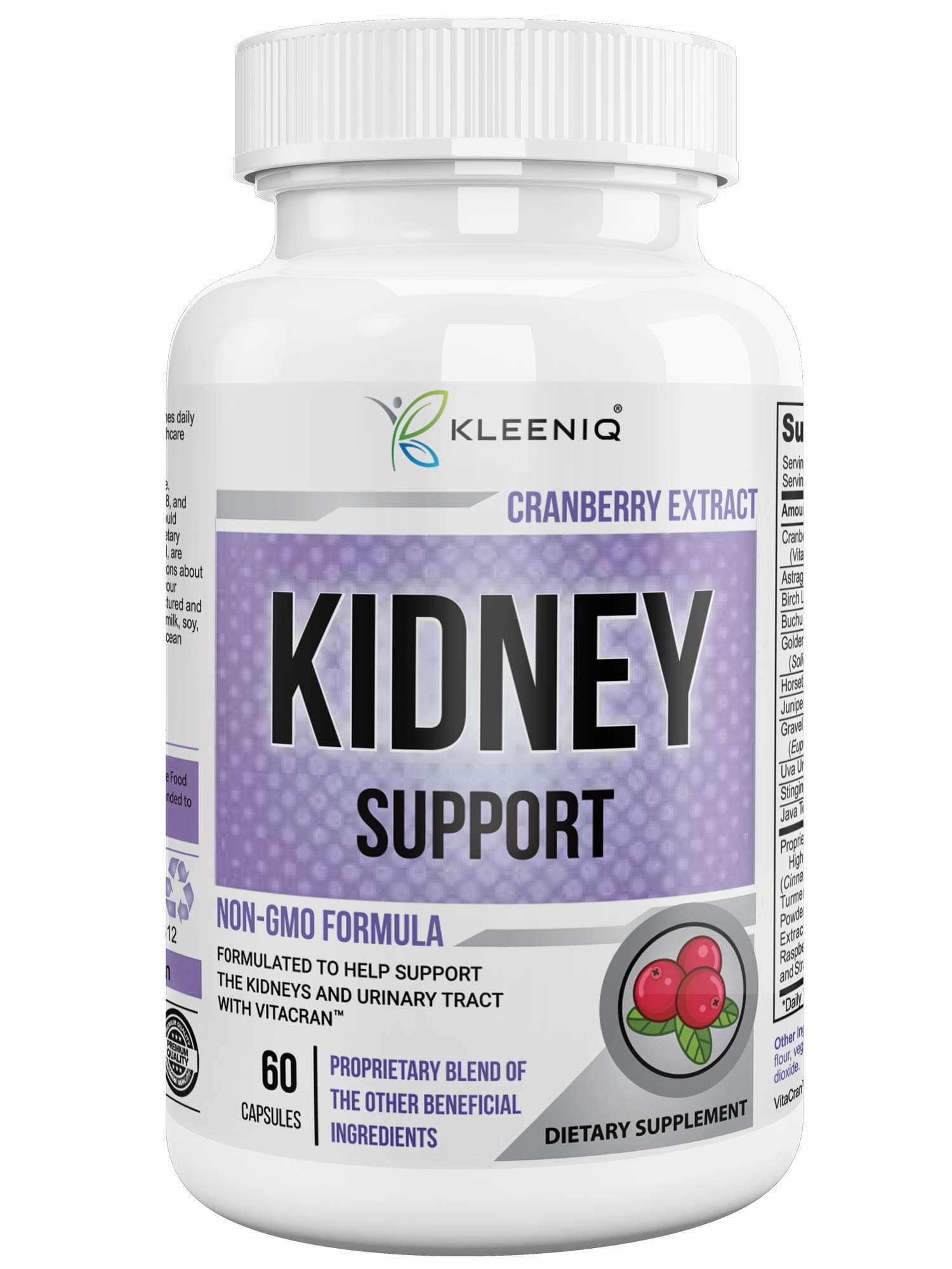 Kidney Cleanse Support Detox Supplement – with Organic Cranberry Extract – Helps Support The Healthy Kidneys and Urinary Tract - 60 Vegetarian Capsules