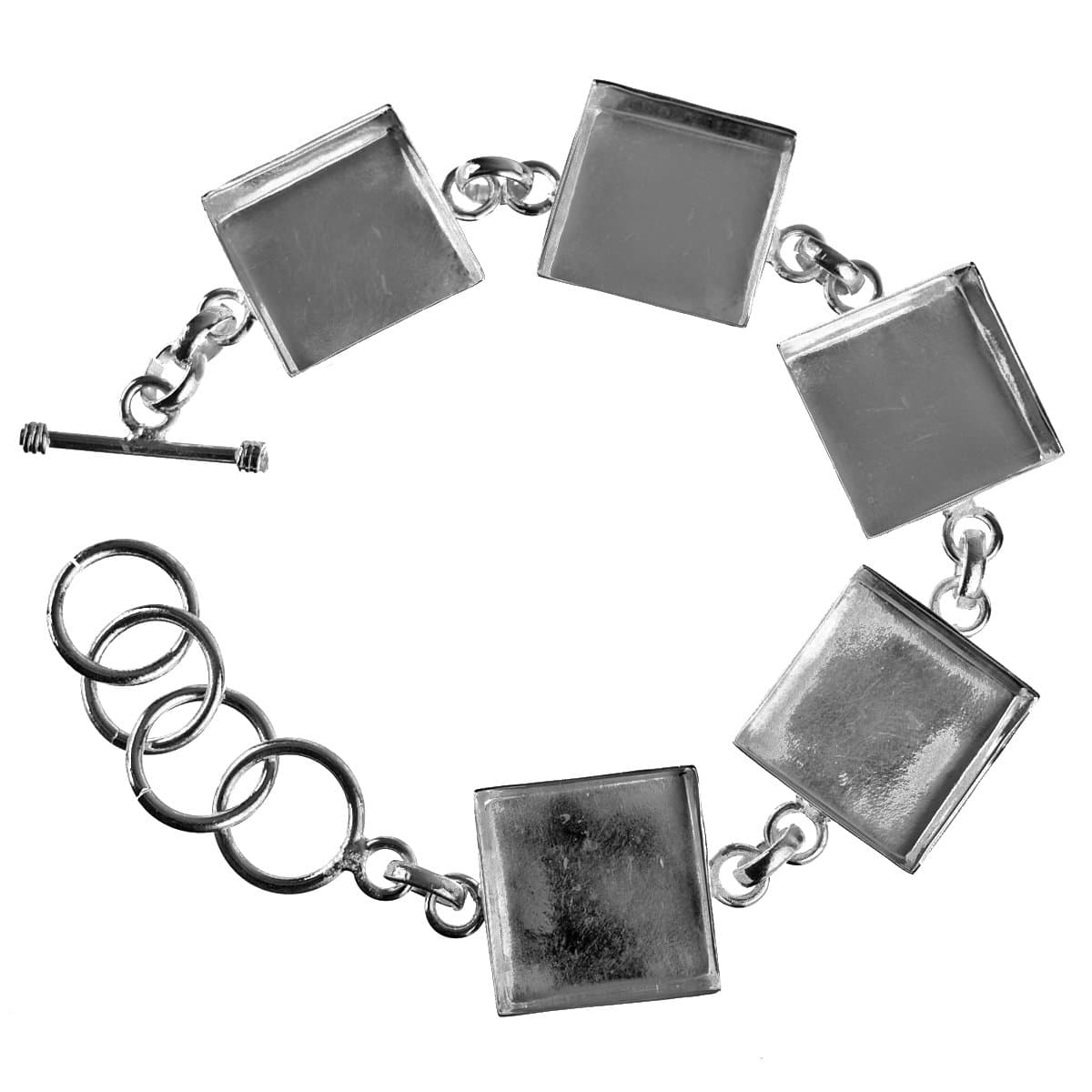 Art Night Out Sterling Silver-Plated Link Bracelet with Square Bezels