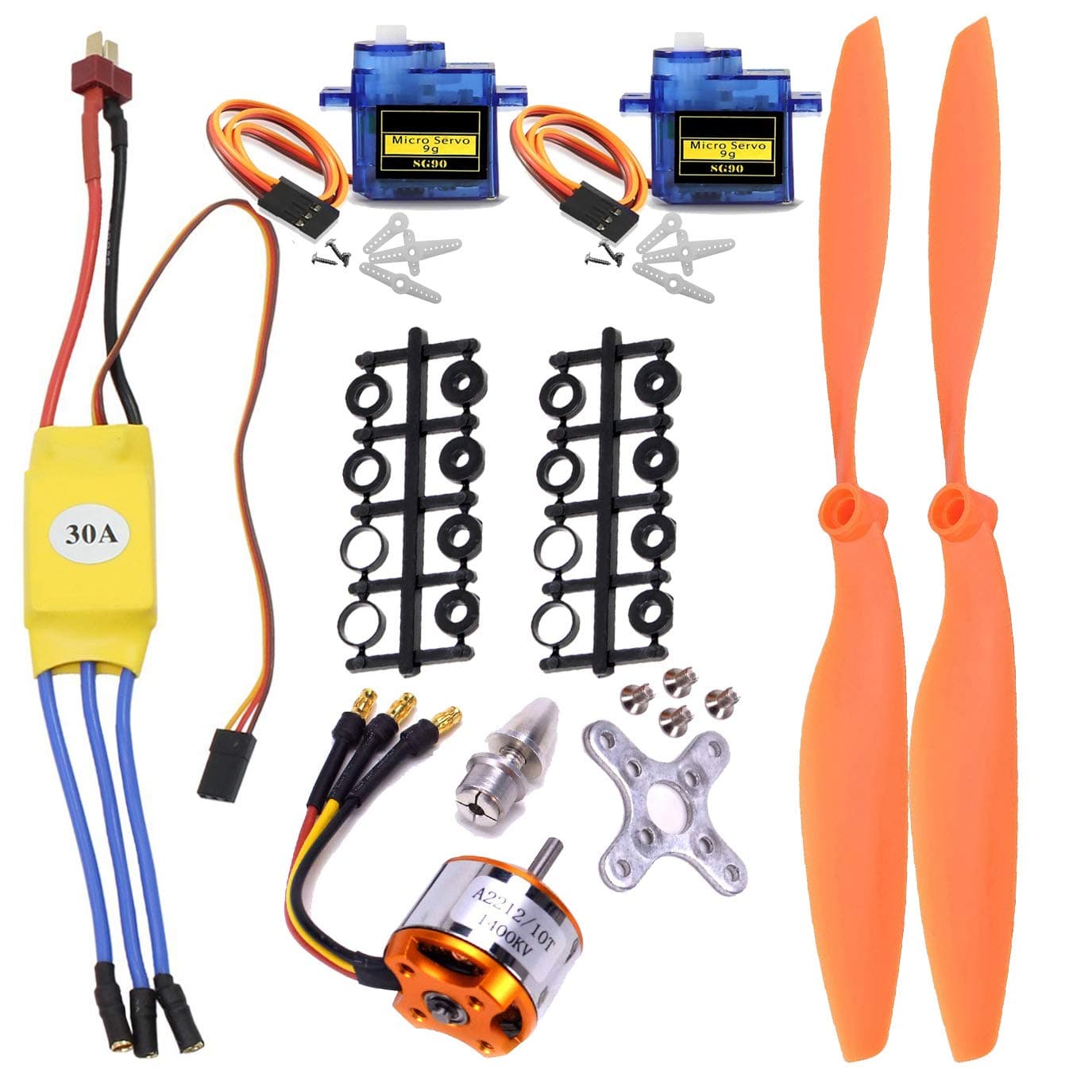 abcGoodefg A2212 1400KV RC Brushless Motor 30A ESC Motor SG90 Micro Servo 8060 Propeller Set for RC Plane Quadcopter Fixed Wing Plane Helicopter Aircraft