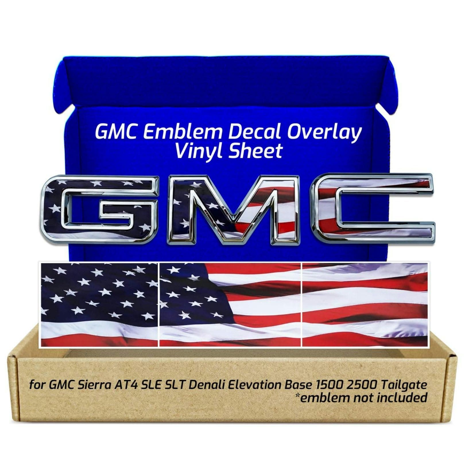 GMC Sierra American Flag Tailgate GMC Emblem Overlay Decals 2019-2026