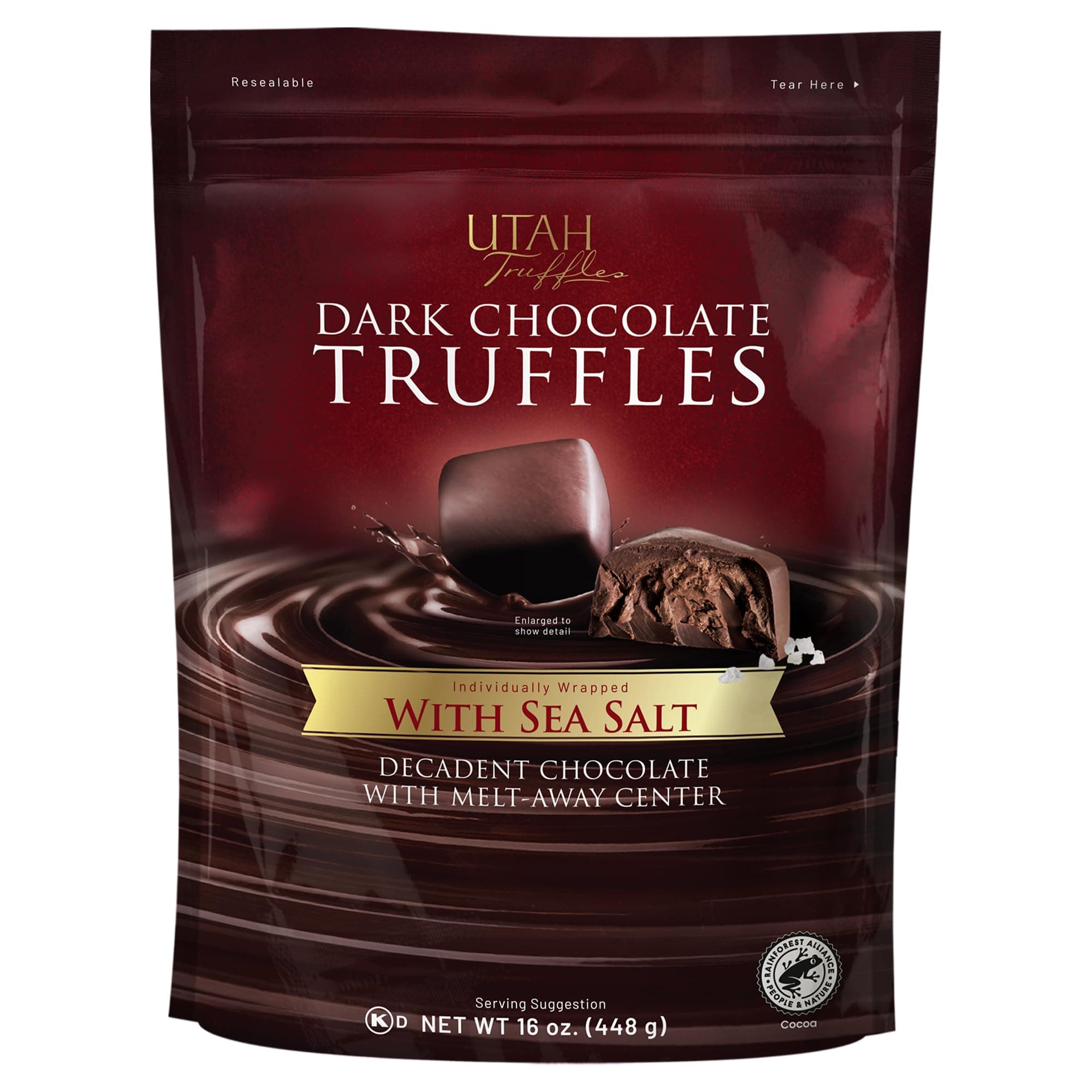 Utah Truffles Dark Chocolate Truffle, Individually Wrapped, Naturally Gluten Free, Gourmet Smooth Truffles 16oz, 34pieces