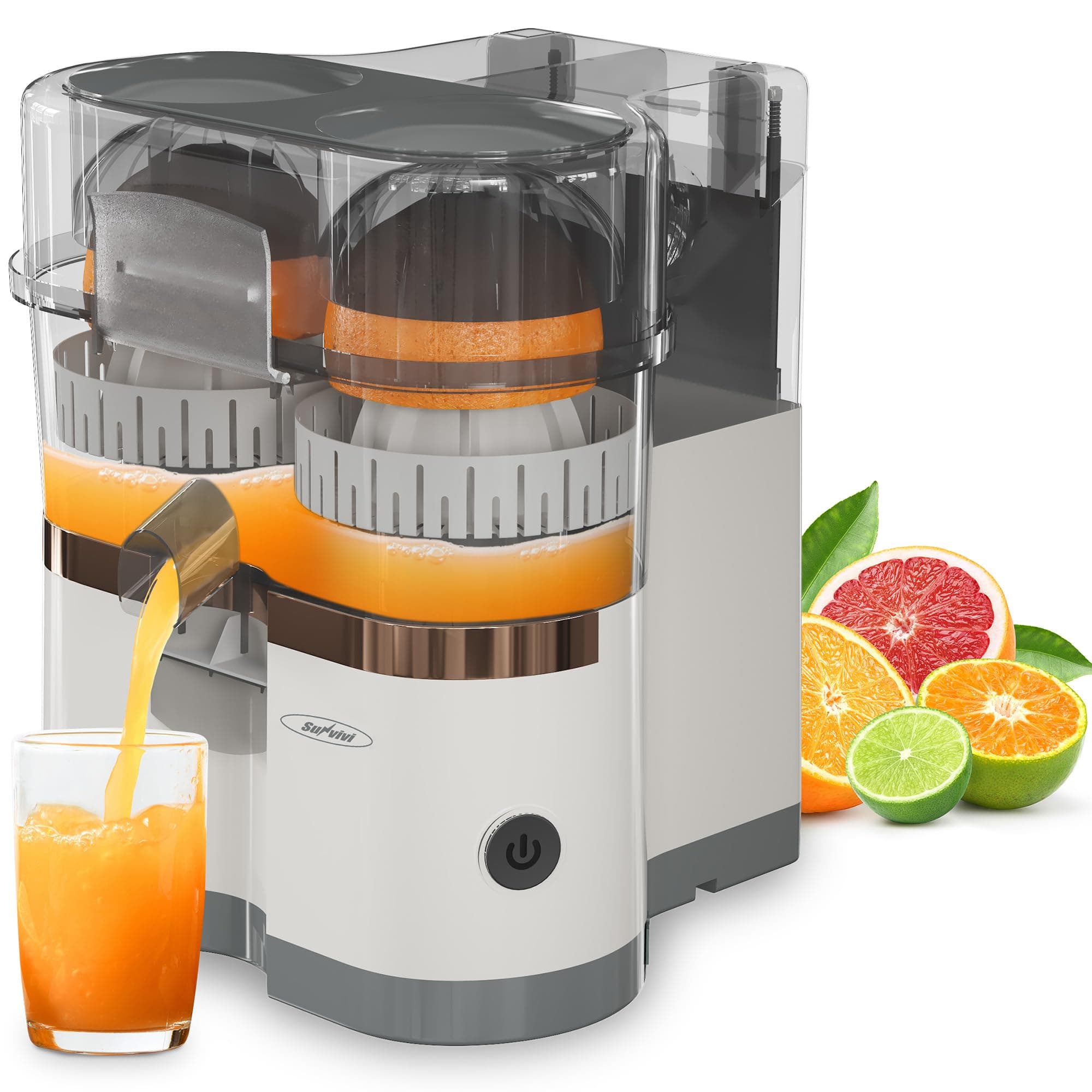 Sunvivi Dual Head Electric Citrus Juicer, Rechargeable Juicer Machine with USB Charging & Cleaning Brush, Portable Lemon Squeezer for Fresh Orange, Lemon, Lime, Kiwi, Grapefruit, Easy to Clean/Use.
