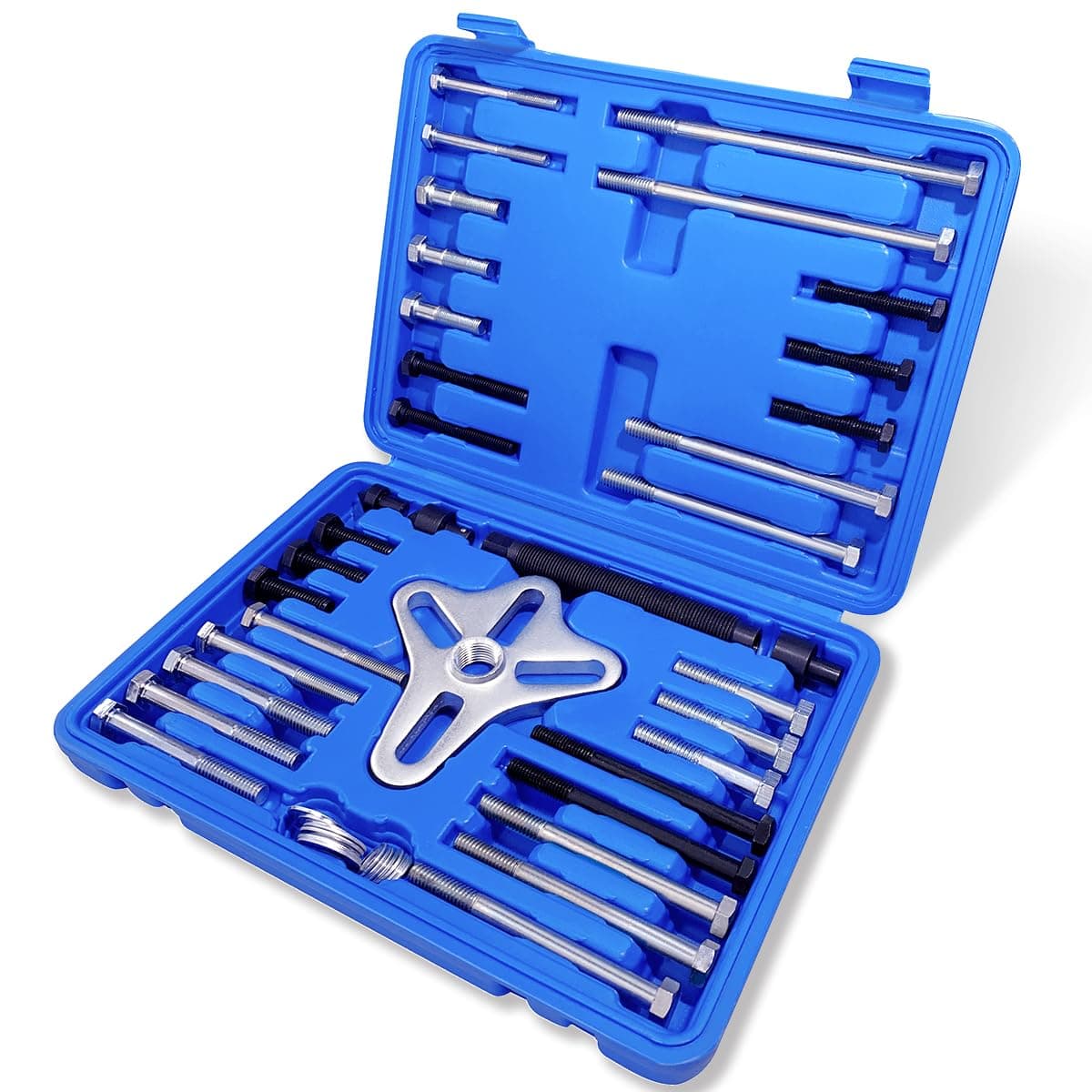 Thorstone 46pcs Harmonic Balancer Puller Set, Steering Wheel Flywheel Crankshaft Pulley Puller,Blue