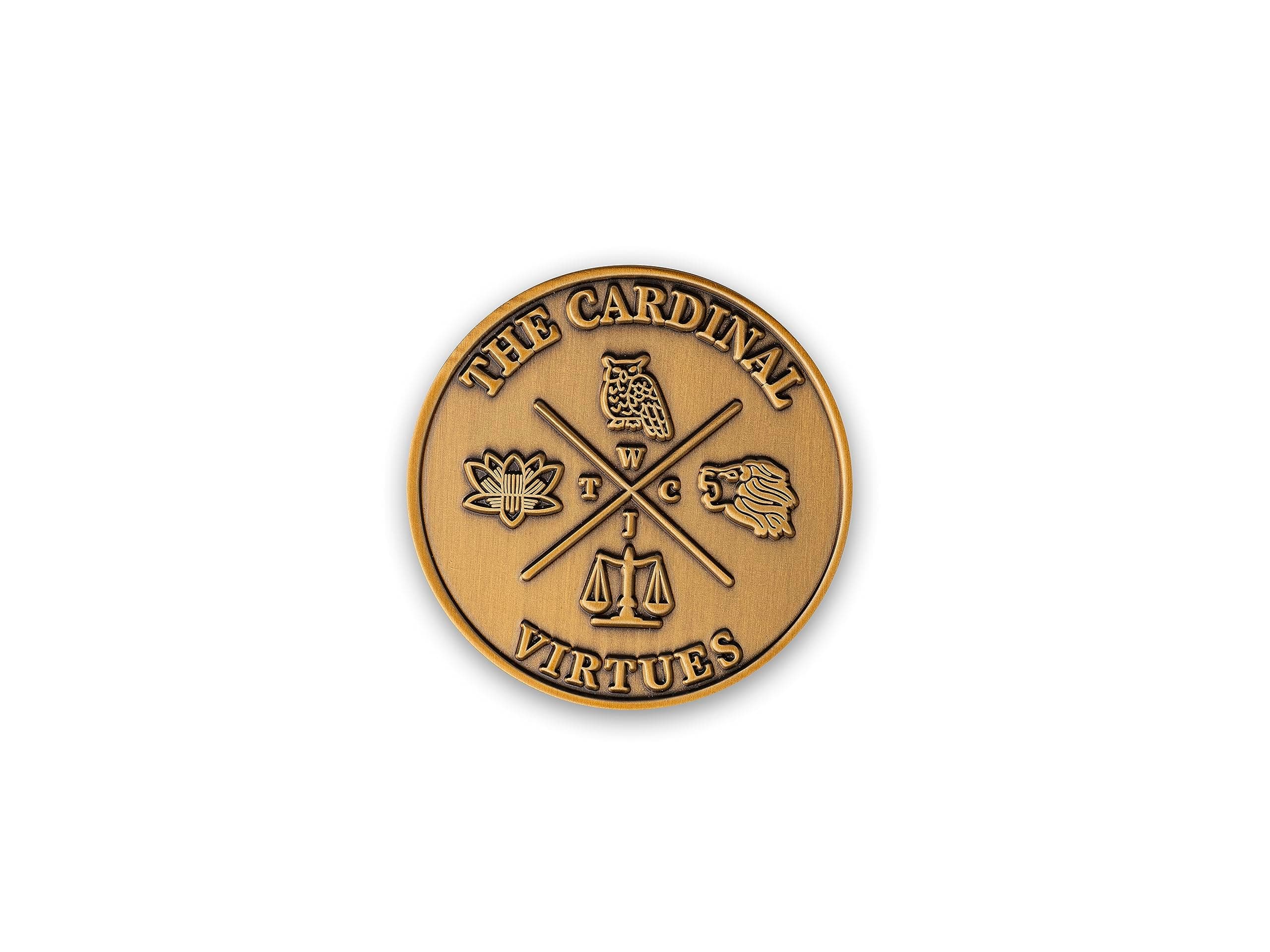 STOIC STORE UK Cardinal Virtues Coin, Four Virtues Stoicism Medallion Stoic Virtues Coin, Brass Antique Bronze EDC Challenge Coin, Wisdom Courage Justice Temperance