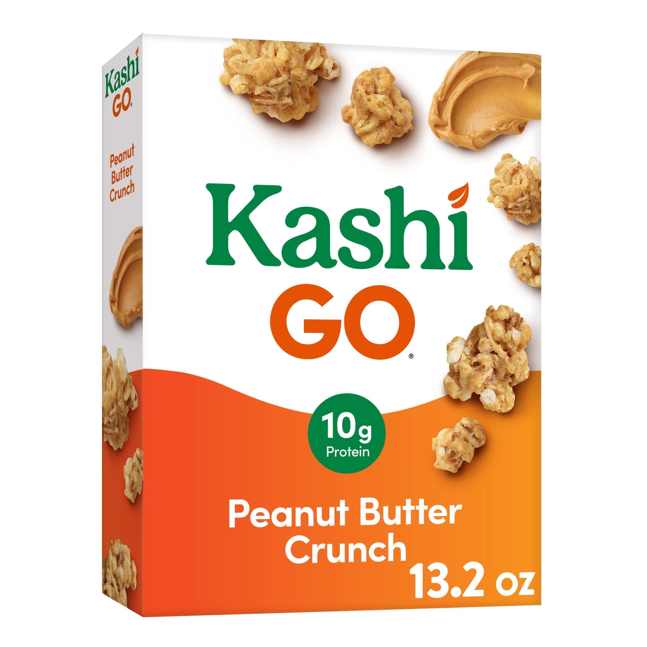 KashiGO Cold Breakfast Cereal, Vegan Protein, Fiber Cereal, Peanut Butter Crunch, 13.2oz Box (1 Box)