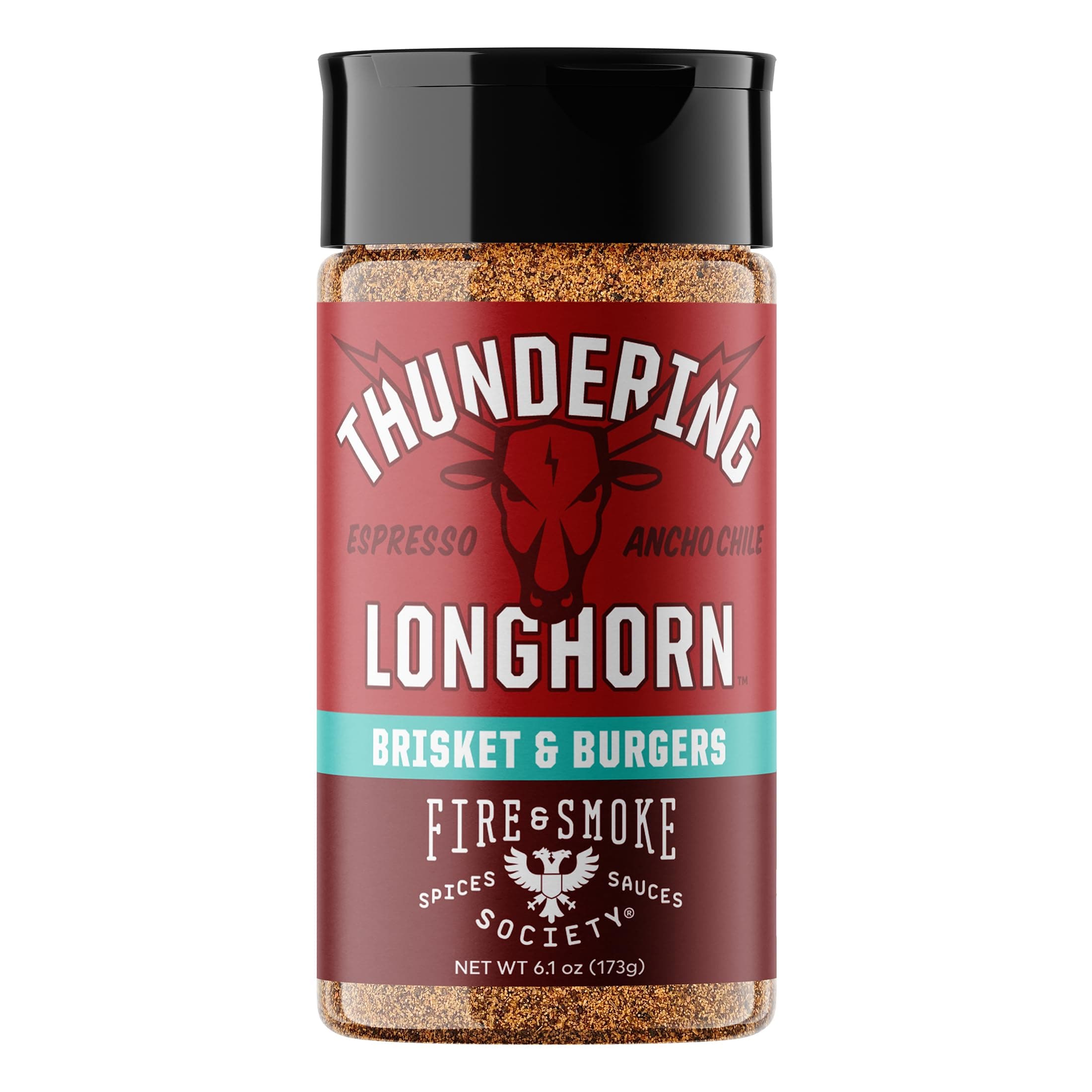 Fire & Smoke Society Thundering Longhorn Steak Seasoning | 6.1 oz M | Steak Rub for Smoking and Grilling Meat | Brisket, Burgers Dry BBQ Rubs and Spices
