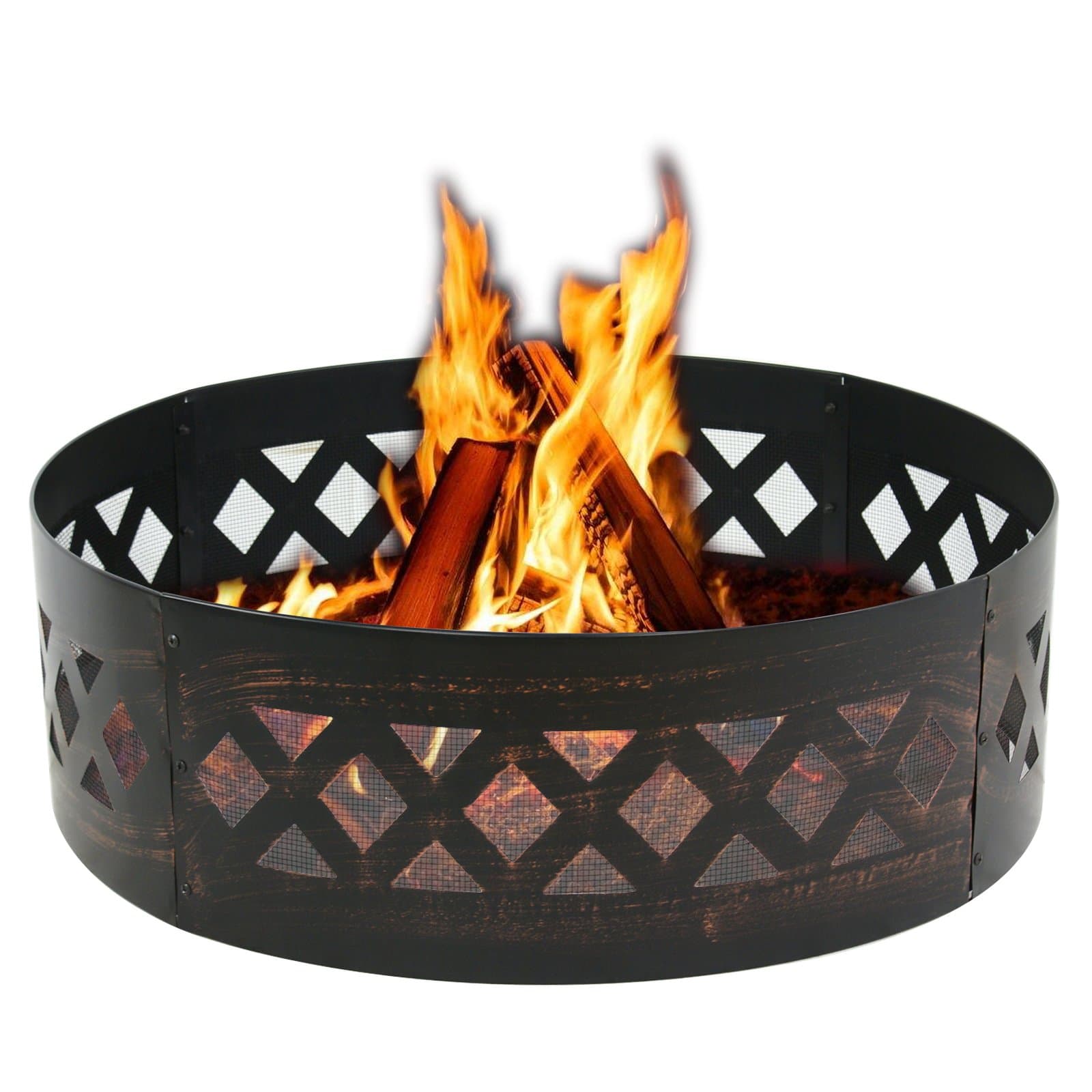 LEMY 37" Heavy Duty Fire Ring Wilderness Fire Pit Ring Campfire Ring Steel Patio Camping Outdoors