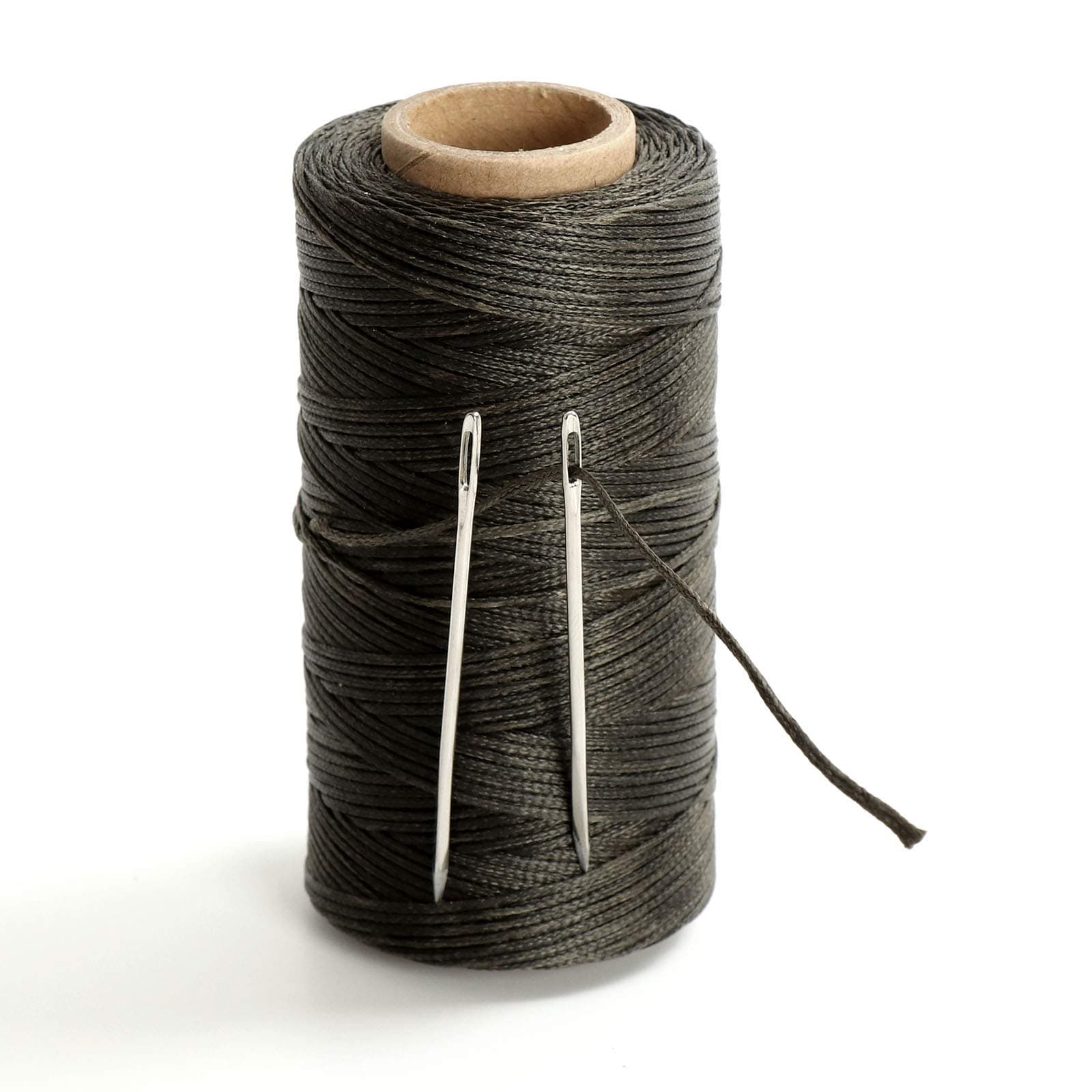 120 Meters 300D 1.2mm Sewing Waxed Thread with 2 Needles Leather Craft Hand Stitching Waxed Thread Cords AWL Shoes Bags Repair (Dark Brown)