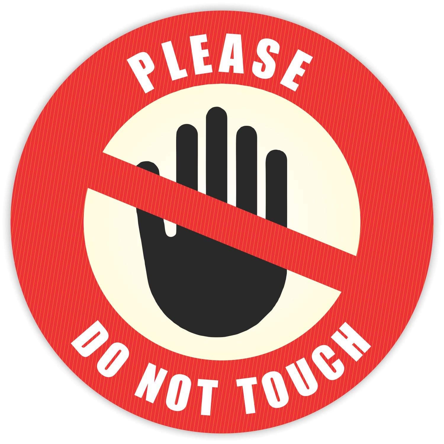 PARTH IMPEX Do Not Touch Sticker - (Pack of 12) 6" Large Round Laminated Vinyl Decals Sign Warning Labels