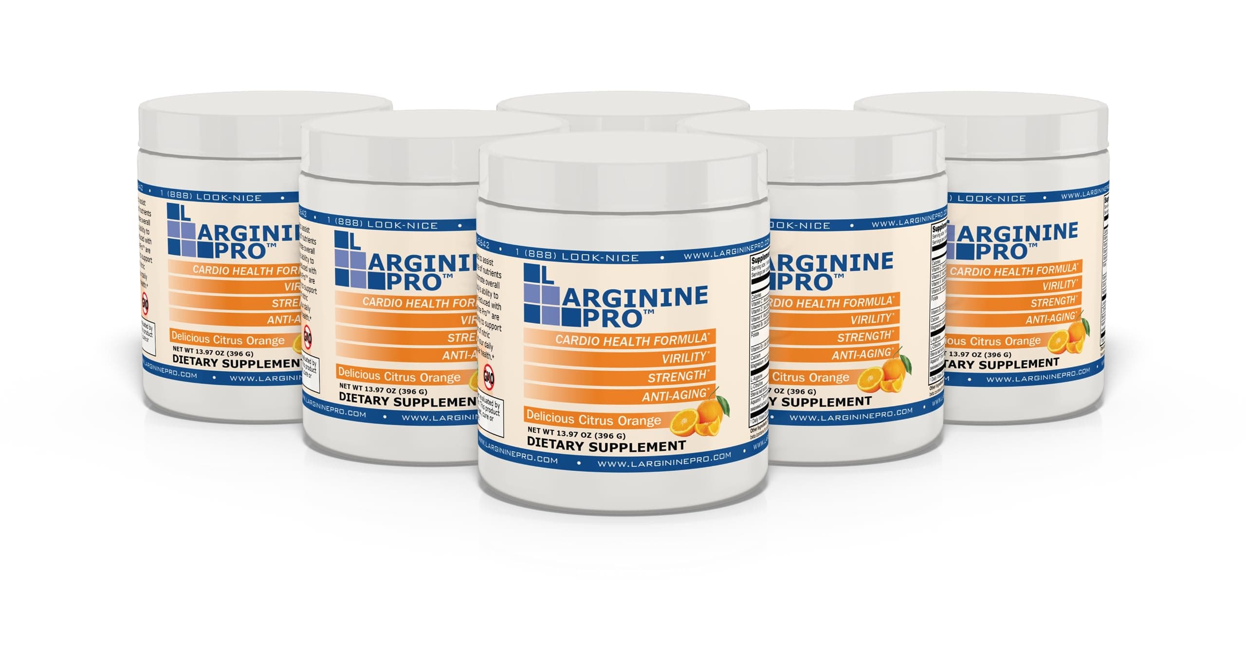 L-ARGININE PRO | 5,500mg L-Arginine Plus L-Citrulline 1,100mg Orange Powder Drink Mix Supplement for Increased Nitric Oxide Production