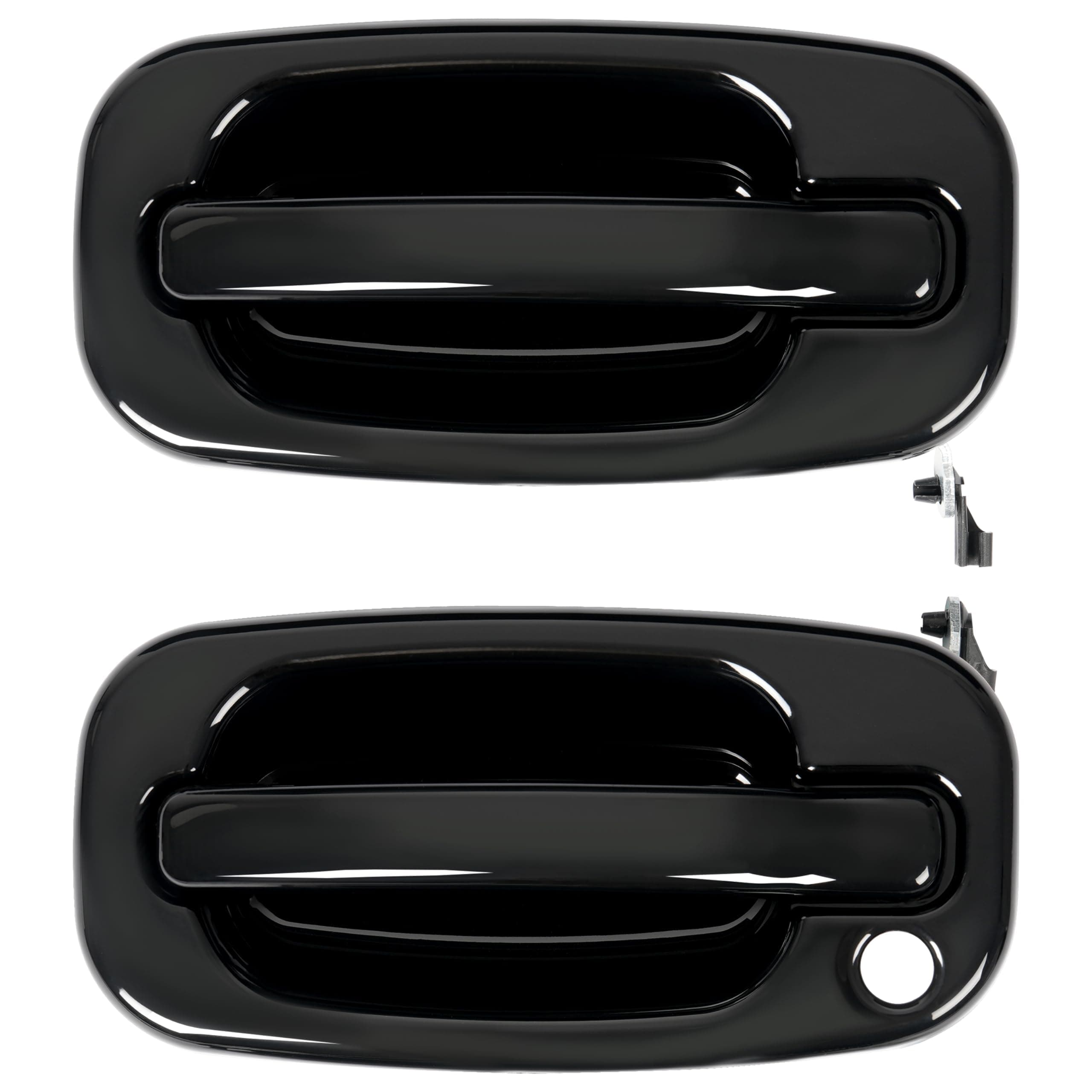 KUAFU Exterior Door Handles Compatible with 1999-2007 Chevy Chevrolet Silverado Suburban Tahoe Avalanche/GMC Sierra Yukon/Cadillac Escalade Outside Door Handles w/1 Keyhole Black FLR