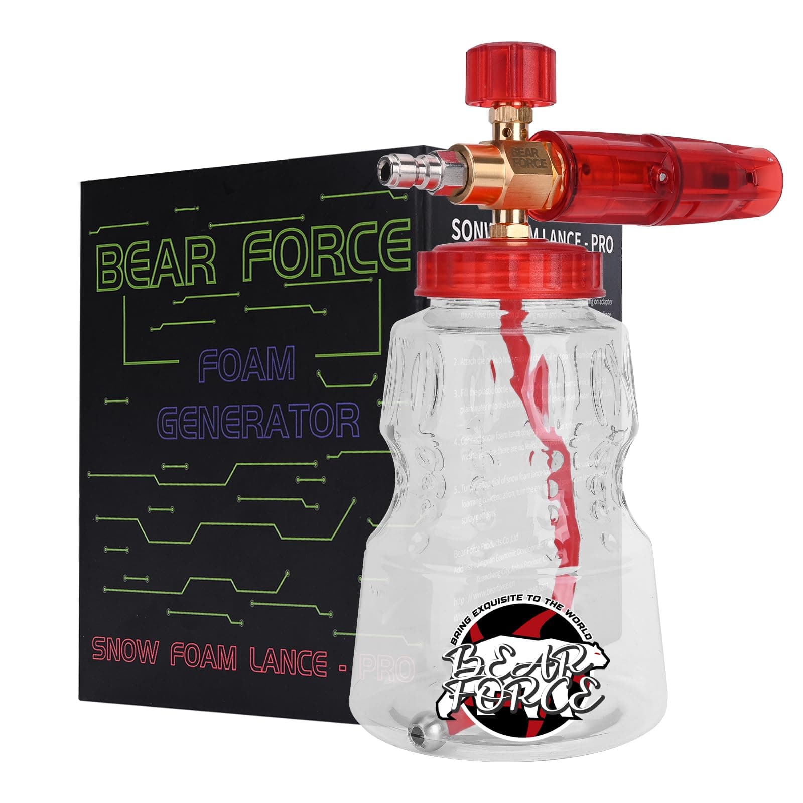 Pressure Washer Brass Foam Cannon Foam Generator Snow Foam Lance with 1/4” Quick Connector & 1.25mm & 1.10mm Nozzle for Portland Husky Ryobi Greenworks Pressure Washer