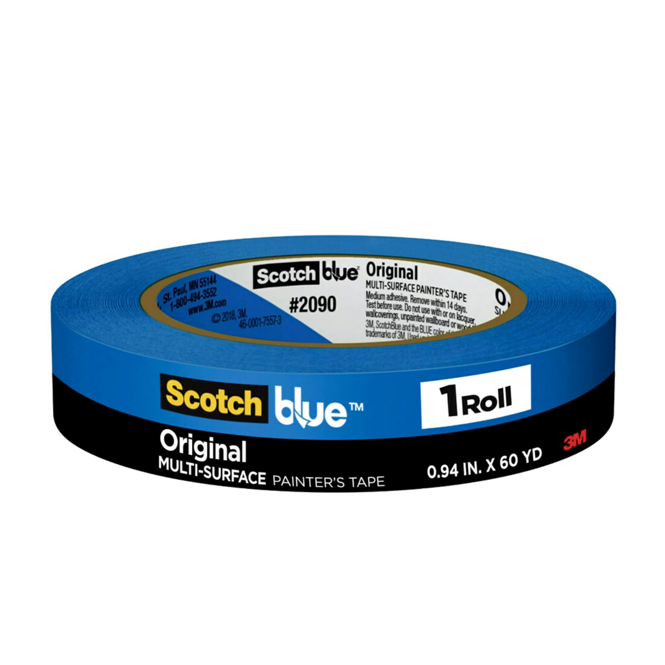 ScotchBlue™ Painter's Tape, 3" Core, 1" x 60 Yd.