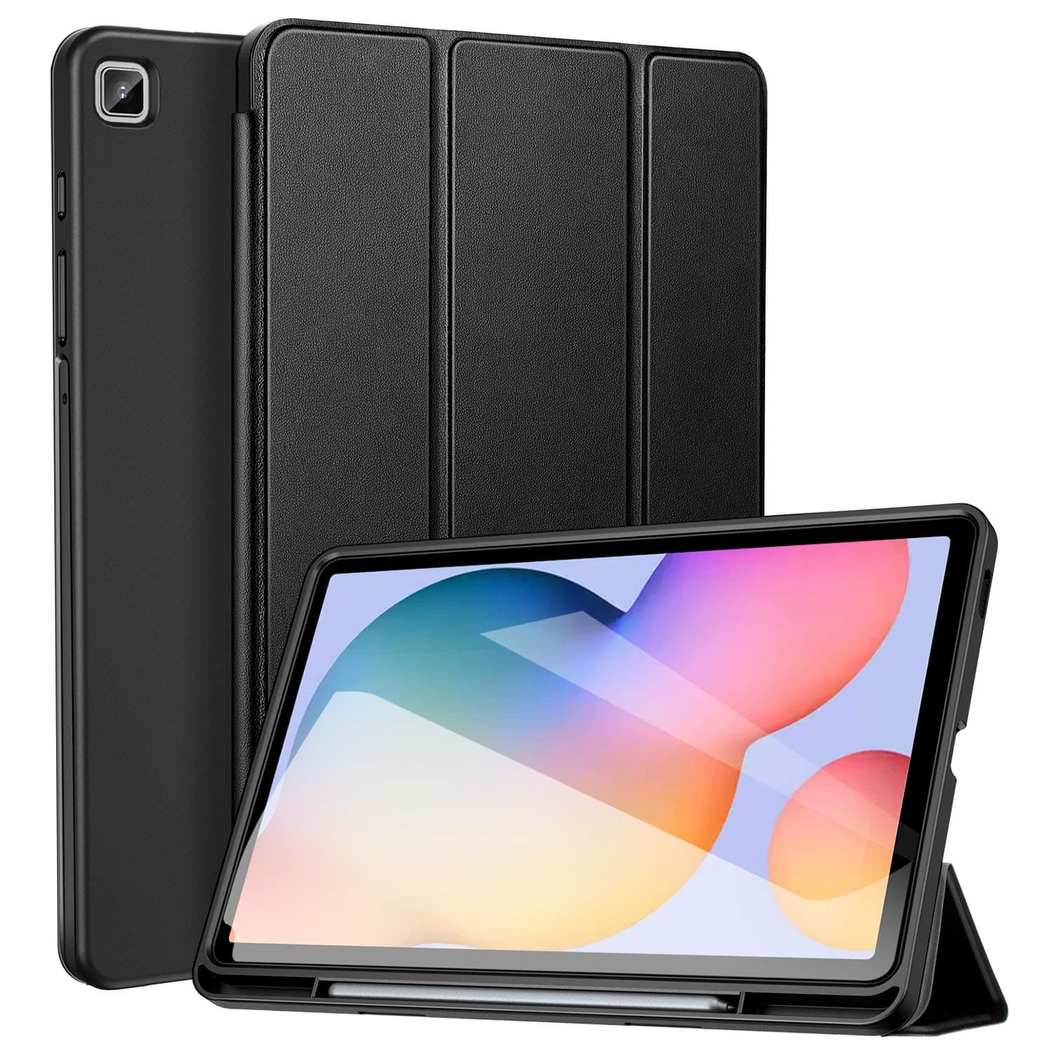 ZtotopCases Galaxy Tab S6 Lite 10.4" Case with Pen Holder, Auto Wake/Sleep, Slim PU Lightweight Trifold Stand Folio Cover for 2020 Samsung Galaxy S6 Lite Tablet Model SM-P610/P615 - Black
