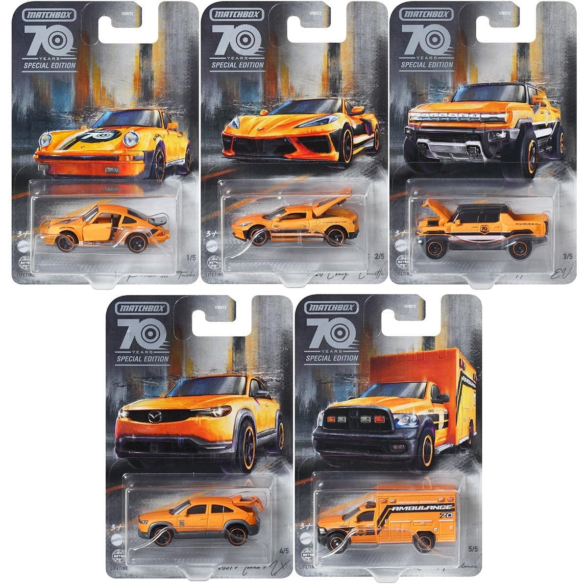 2023 70th Anniversary Special Edition Moving Parts Complete Set of 5 Diecast Vehicles from HMV12-956A Release