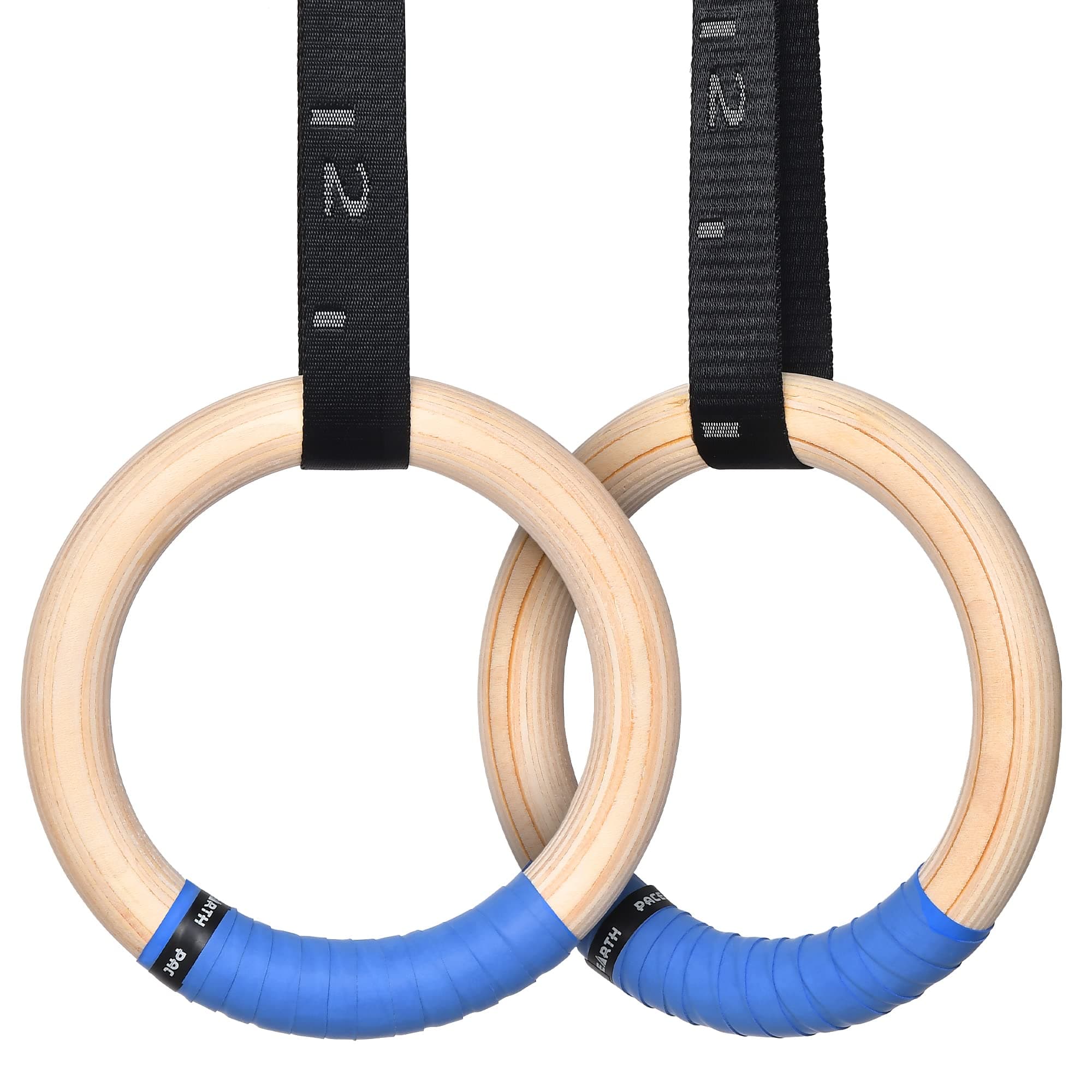 Gymnastics Rings Wooden Olympic Rings 1500/1000lbs with Adjustable Cam Buckle 14.76ft Long Straps with Scale Non-Slip Gym Rings for Home Gym Full Body Workout