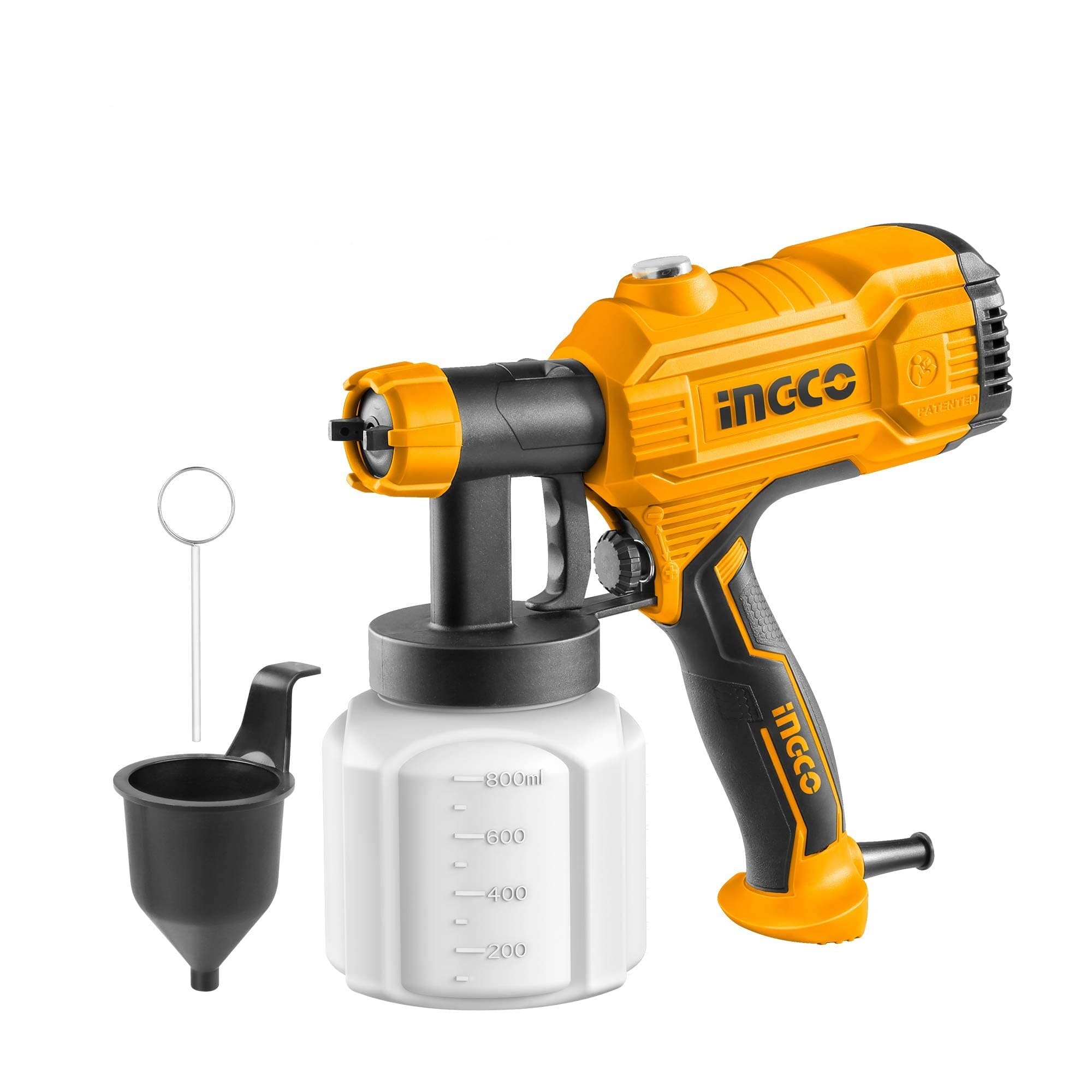 INGCO 450W Corded Paint Sprayer, 800ml Capacity, 50Din-s, 380ml/ min, Electric Spray Gun with 1.5Mm Copper Nozzle