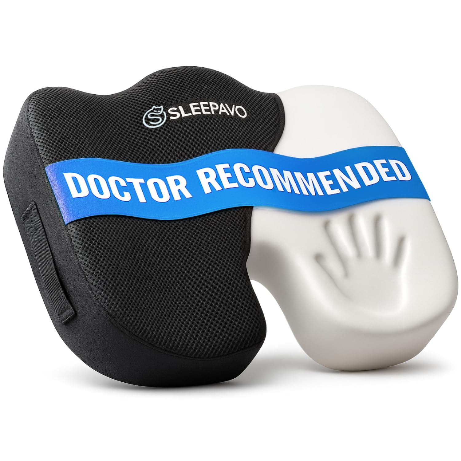 Sleepavo Plixio Memory Foam Seat Cushion - Chair Pillow for Sciatica, Coccyx, Back & Tailbone Pain Relief - Orthopedic Chair Pad for Support in Office Desk Chair, Car, Wheelchair & Airplane