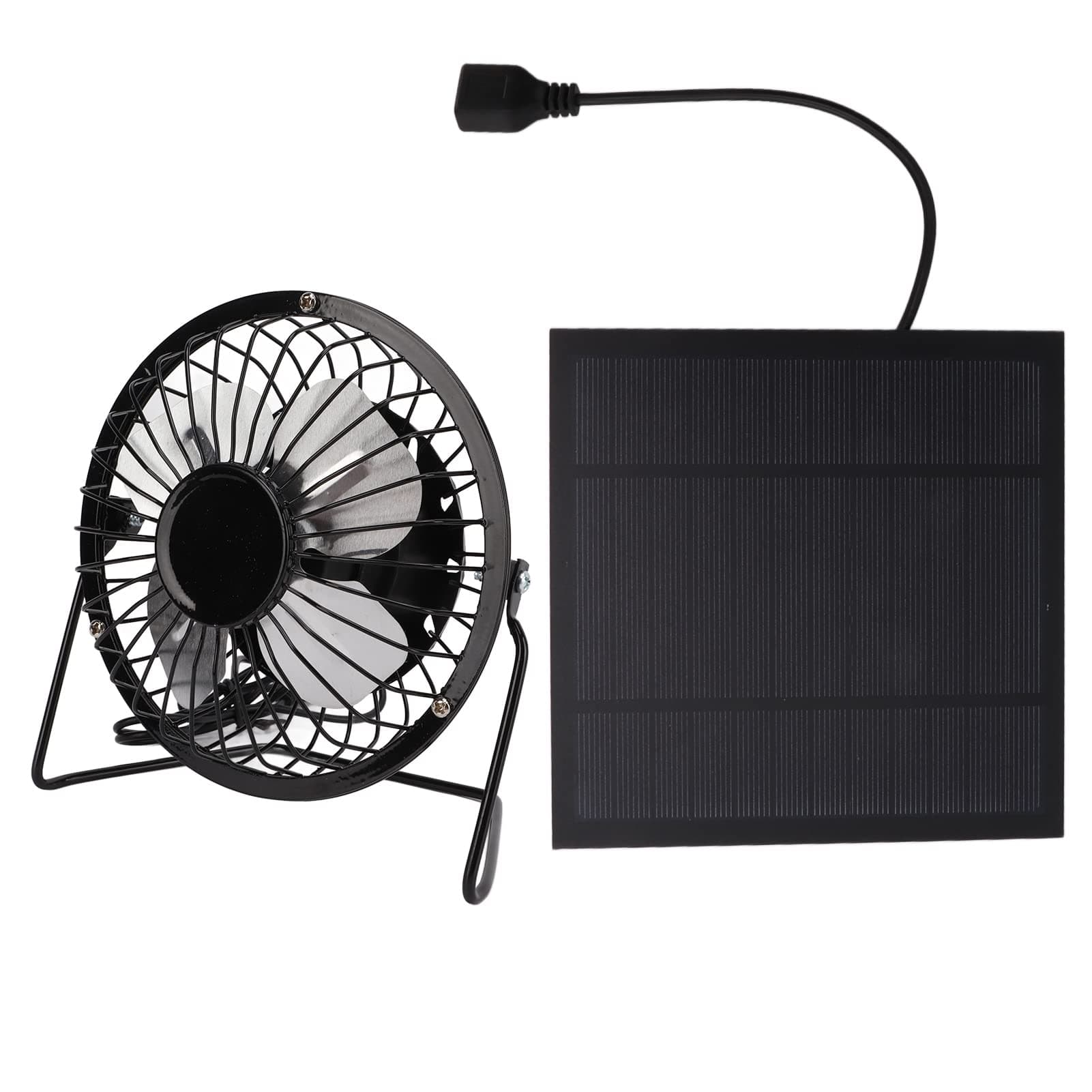 Solar Powered Panel Iron Fan, Lightweight 5W Solar Panel Powered Fan for Home for Outdoor for Office