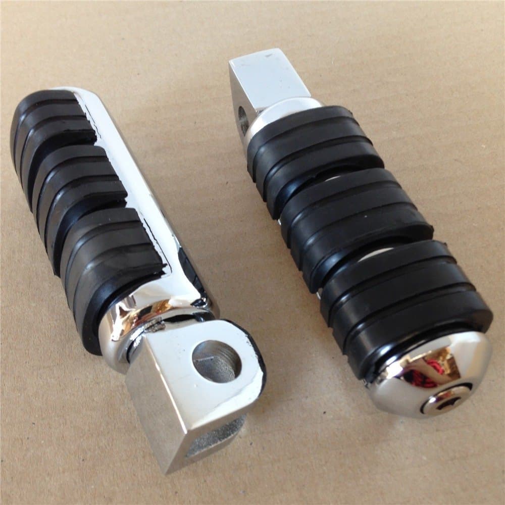 Chrome Motorcycle Foot Pegs, Compatible with Triumph Rocket 3, Thunderbird Storm, Bonneville SE, T100, Legend (Front & Rear), Billet Aluminum