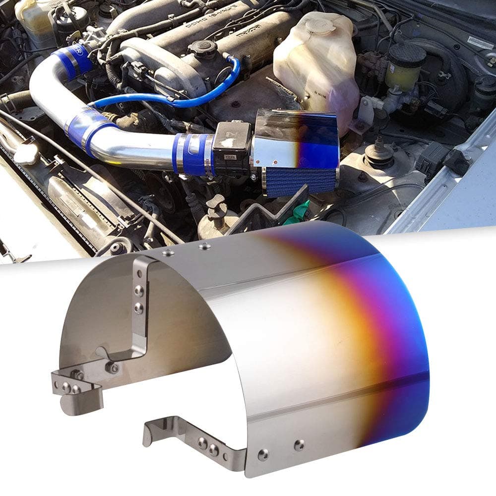 RYANSTAR Stainless Steel Air Filter Cover Heat Shield Steel Cold Air Intake Cone Sport for 2.5-3.5" Cone Filter
