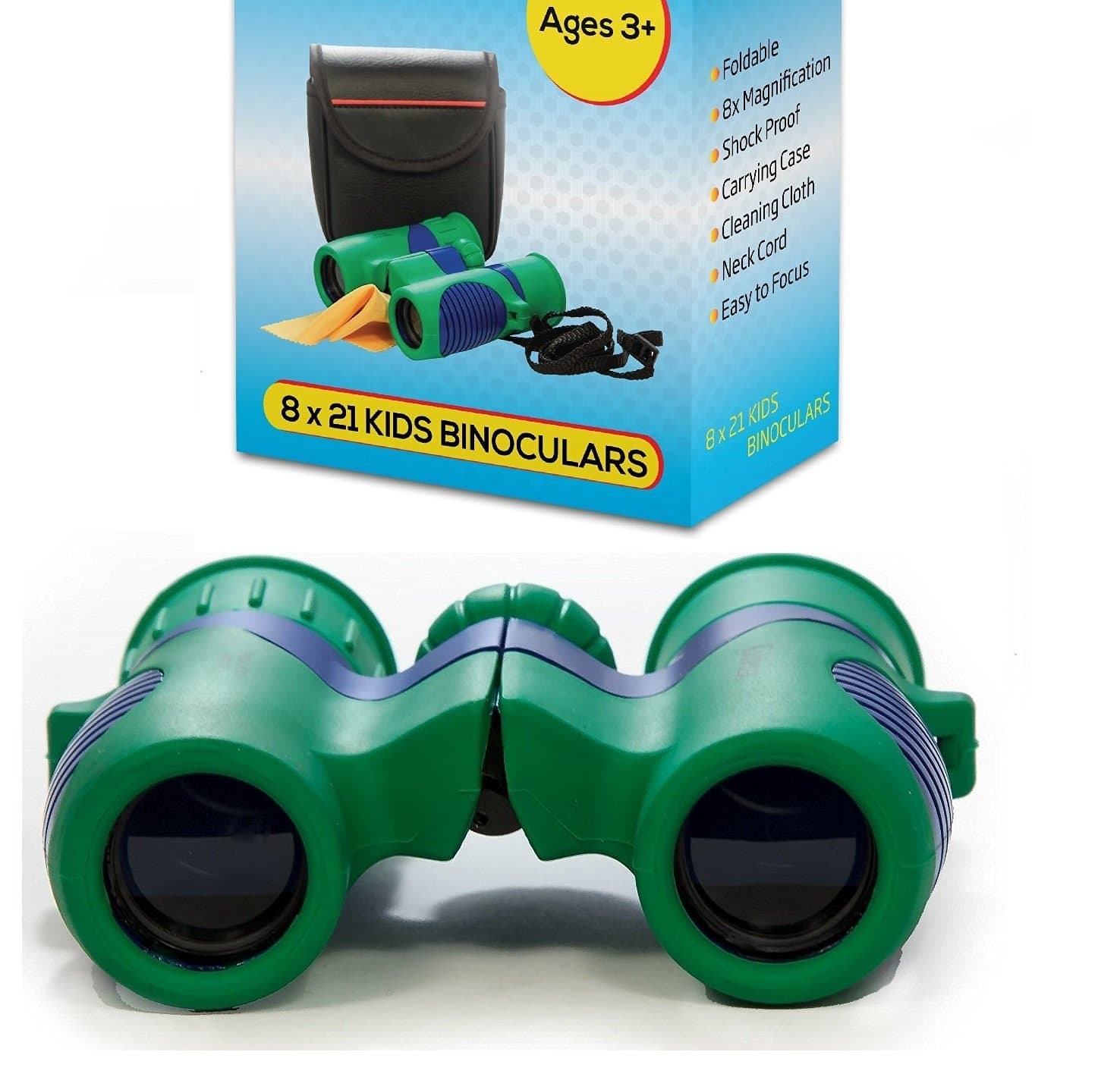 Original Compact 8x21 Kids Binoculars Set - High Resolution Real Optics - Shock Proof - Bird Watching - Presents for Kids - Children Gifts - Boys and Girls - Outdoor Play - Hunting - Camping