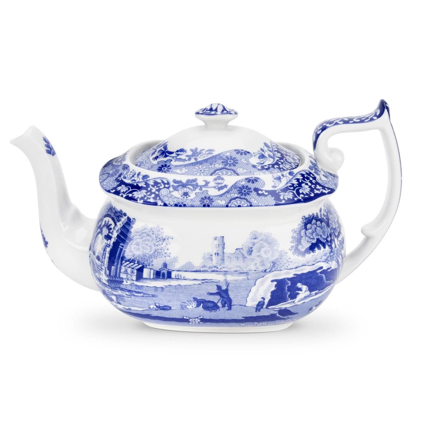 Spode Blue Italian Collection Teapot | Tea Infuser | Made of Earthenware | 40-Ounces/2.5 Pints | Dishwasher and Microwave Safe | Made in England (Blue/White)
