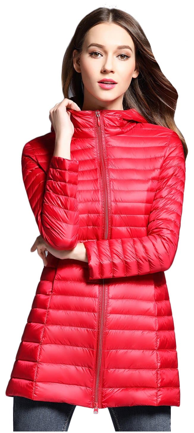 ELEZAY Women's Puffer Jacket Lightweight Packable Hooded Loose Fitting Down Coat with Two-Way Zipper