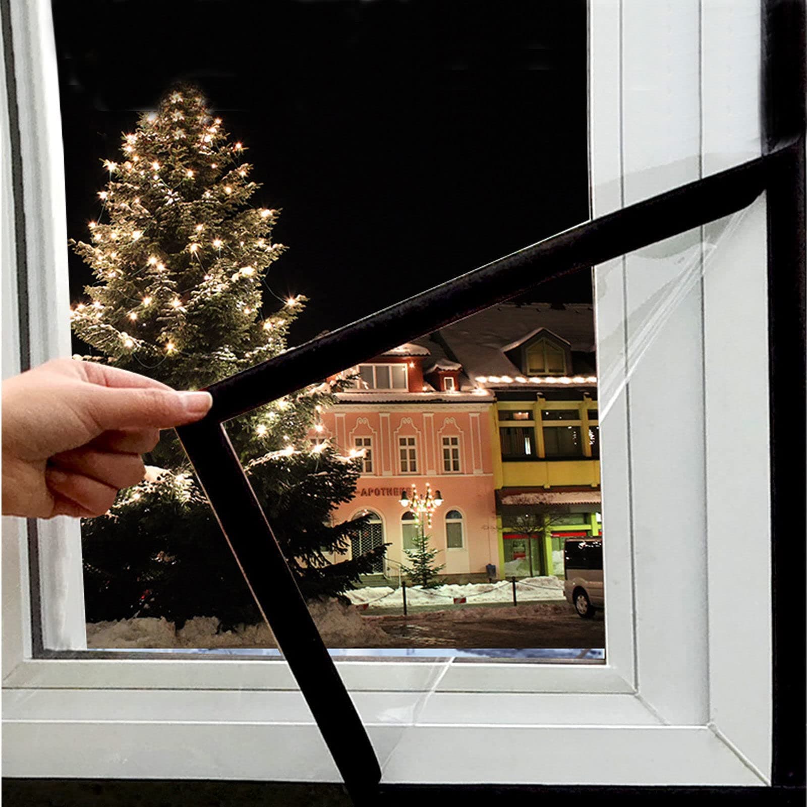 Transparent Insulation Curtain Window Insulation Kit, Vinyl Waterproof Curtain Windproof Cold Weather Noise Reduction Winter Insulation Curtain-180x280cm(71x110inch)-Transparent