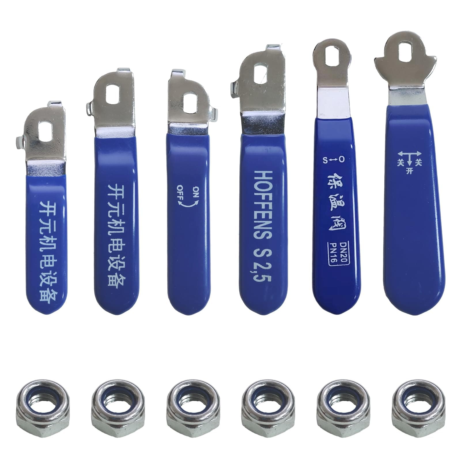 6 Pieces Different Lever Handle for Ball Valve Stainless Steel Valve Handle Quarter Turn Spigot Handle with Hole for Outdoor Faucet Replacement Repair Hose Bib, Blue