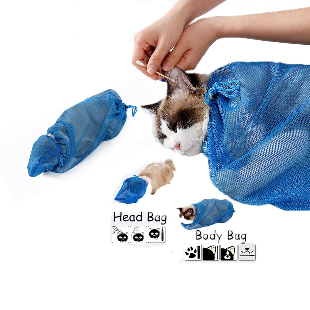 Yatow Cat Grooming Bag, Pet Grooming Tools Adjustable Cat Washing Shower Mesh Bags Scratch & Biting Resisted for Bathing Injecting Examining Nail Trimming