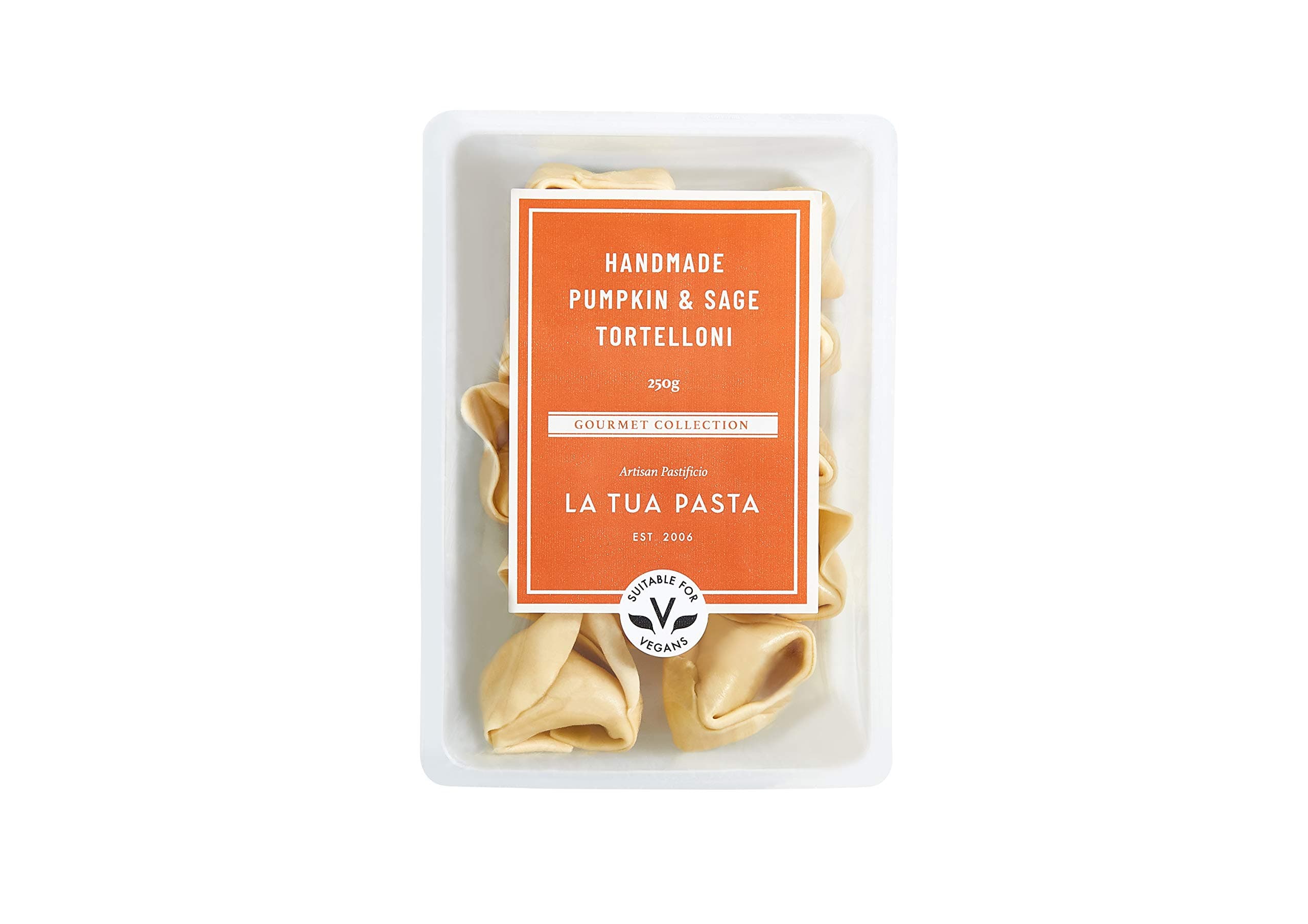 La Tua Pasta Tortelloni Pumpkin & Sage Vegan 250g (Fresh Filled Durum Wheat Pasta)