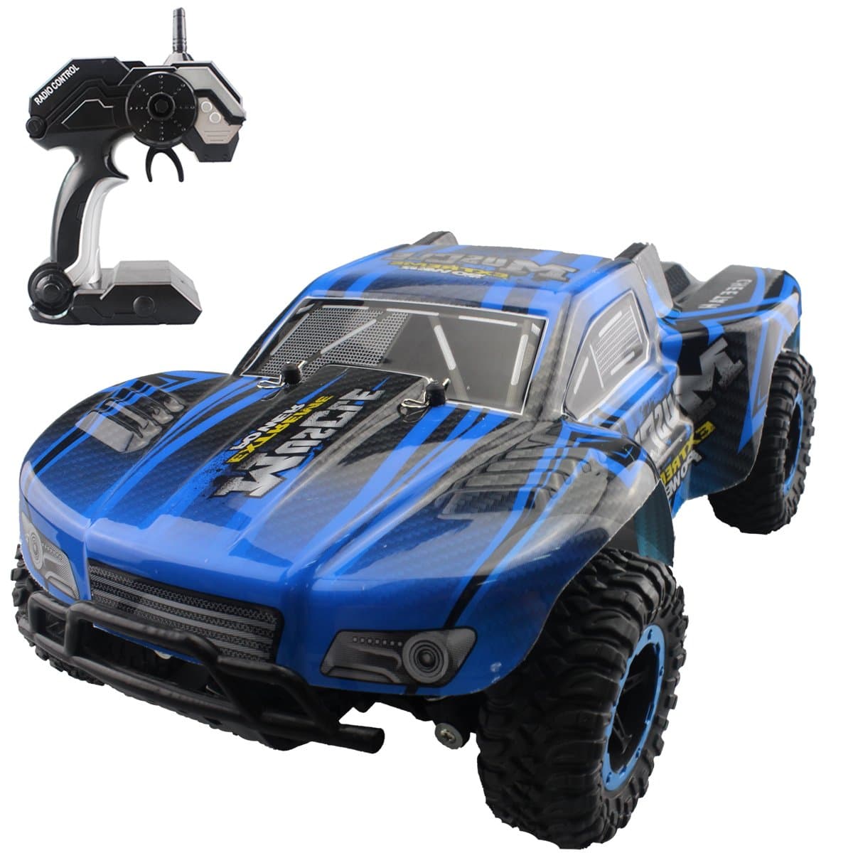 Hugine 1:16 20Km/h High Speed RC Car Off Road Vehicle 2.4G Racing Cars Rock Crawler Monster Truck Dune Buggy Extreme Independent Suspension Radio Control Cars for Kids Adults Hobby Toys(Blue)