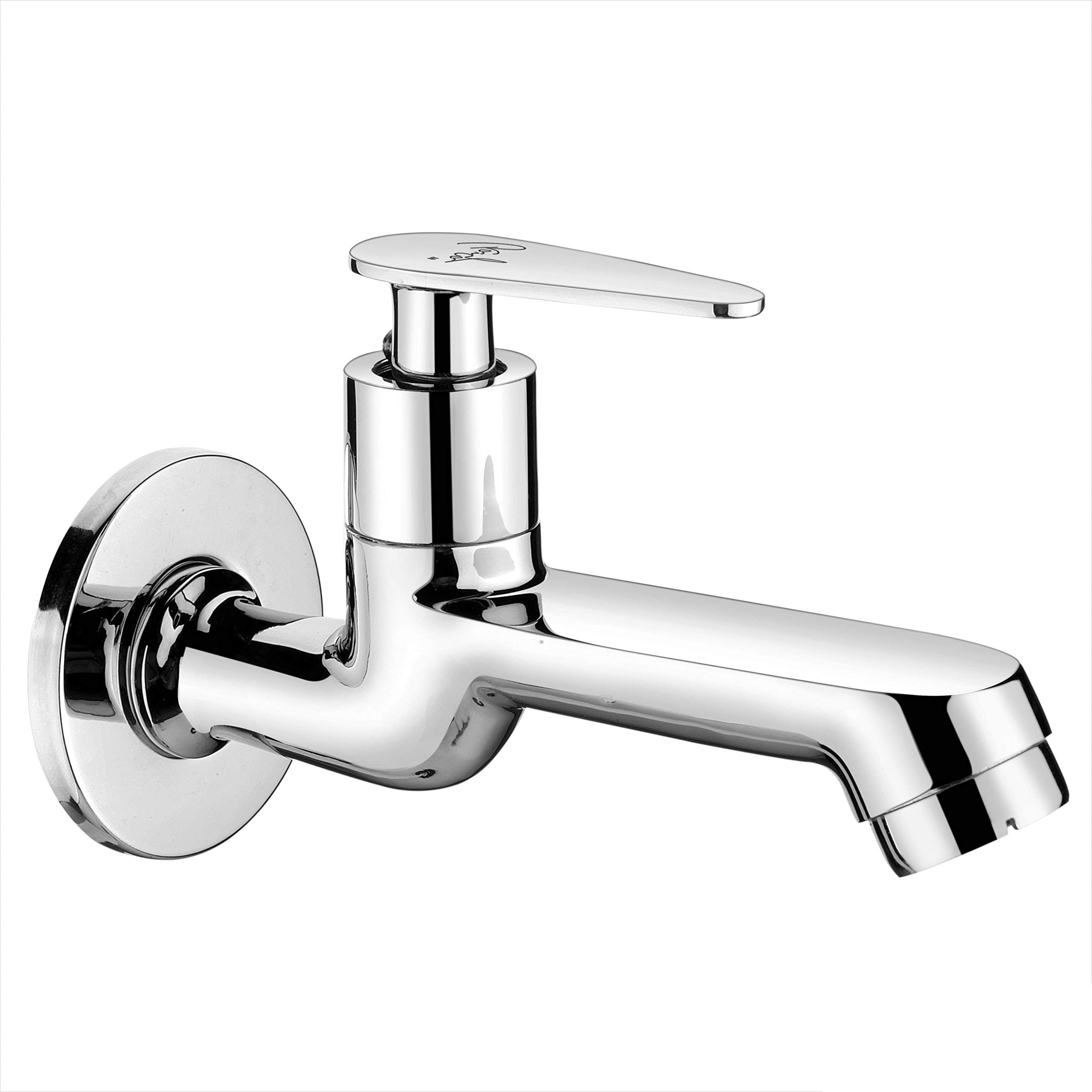 Rush Long Body Bib Cock with Foam Flow & Wall Flange (Brass Chrome Finish)