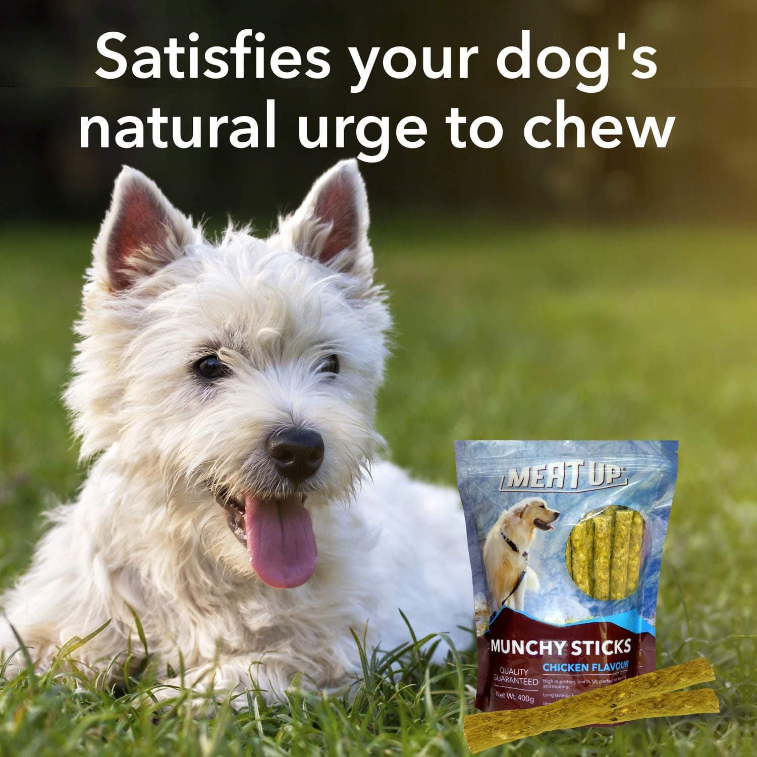 Meat Up Munchy Sticks,Dog Treat, Chicken Flavour, 800 Gm ( 2 x 400 Gm )| Rich In Protein, Low-Fat, Improves Oral Health | Perfect For Training & Rewarding