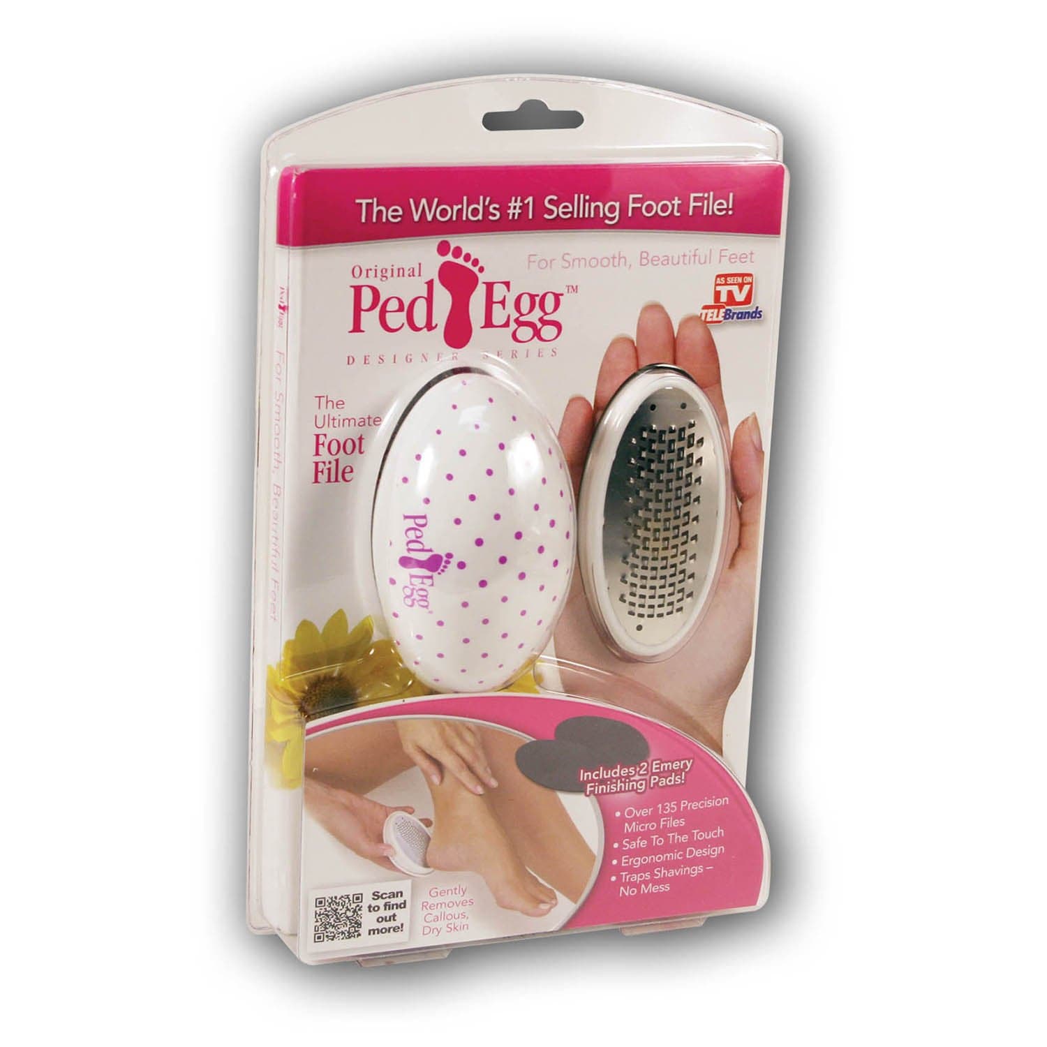 Telebrands Ped Egg Pedicure Foot File, Colors may vary
